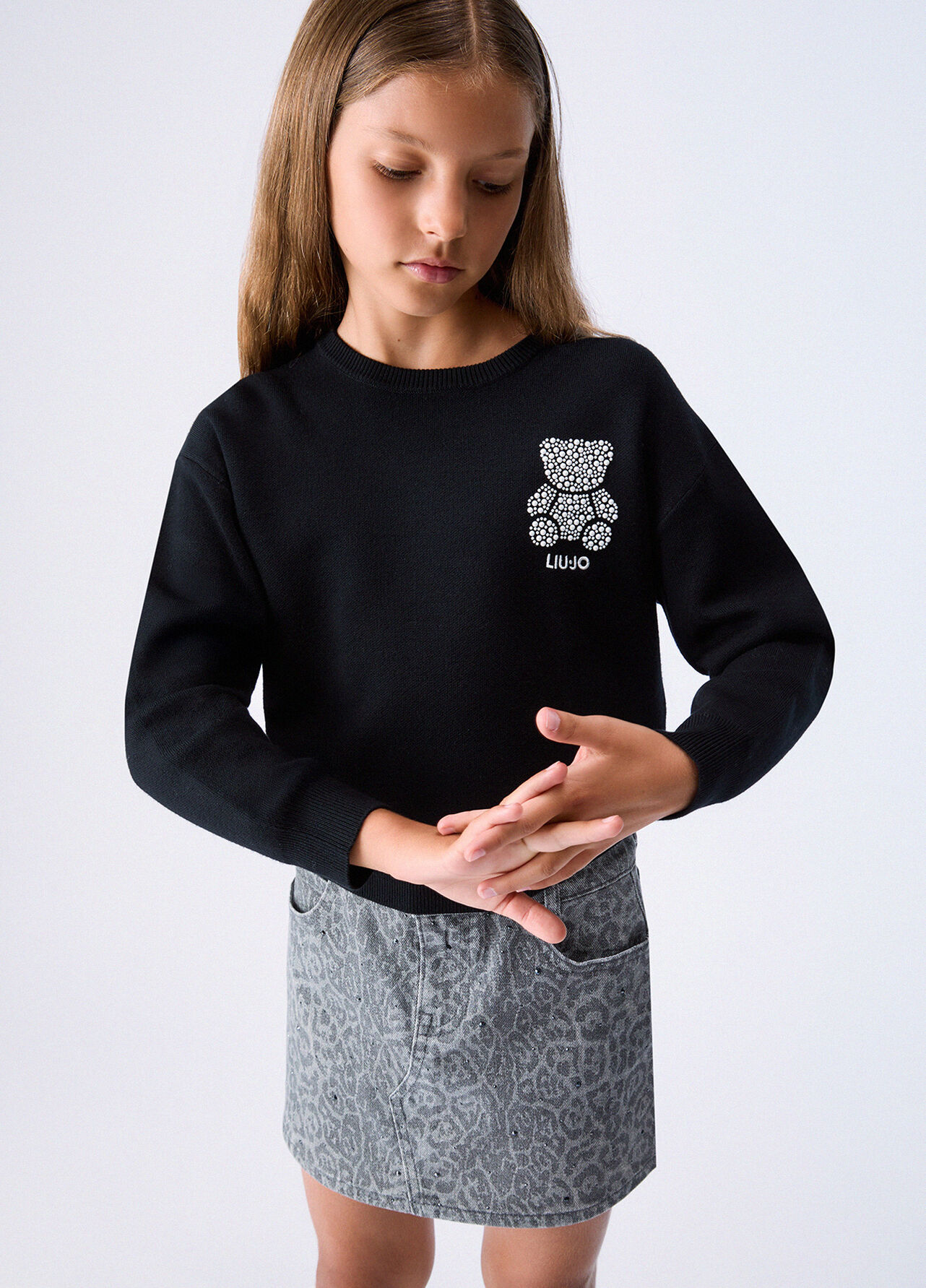 Maglia con ricamo gioiello - BLACK