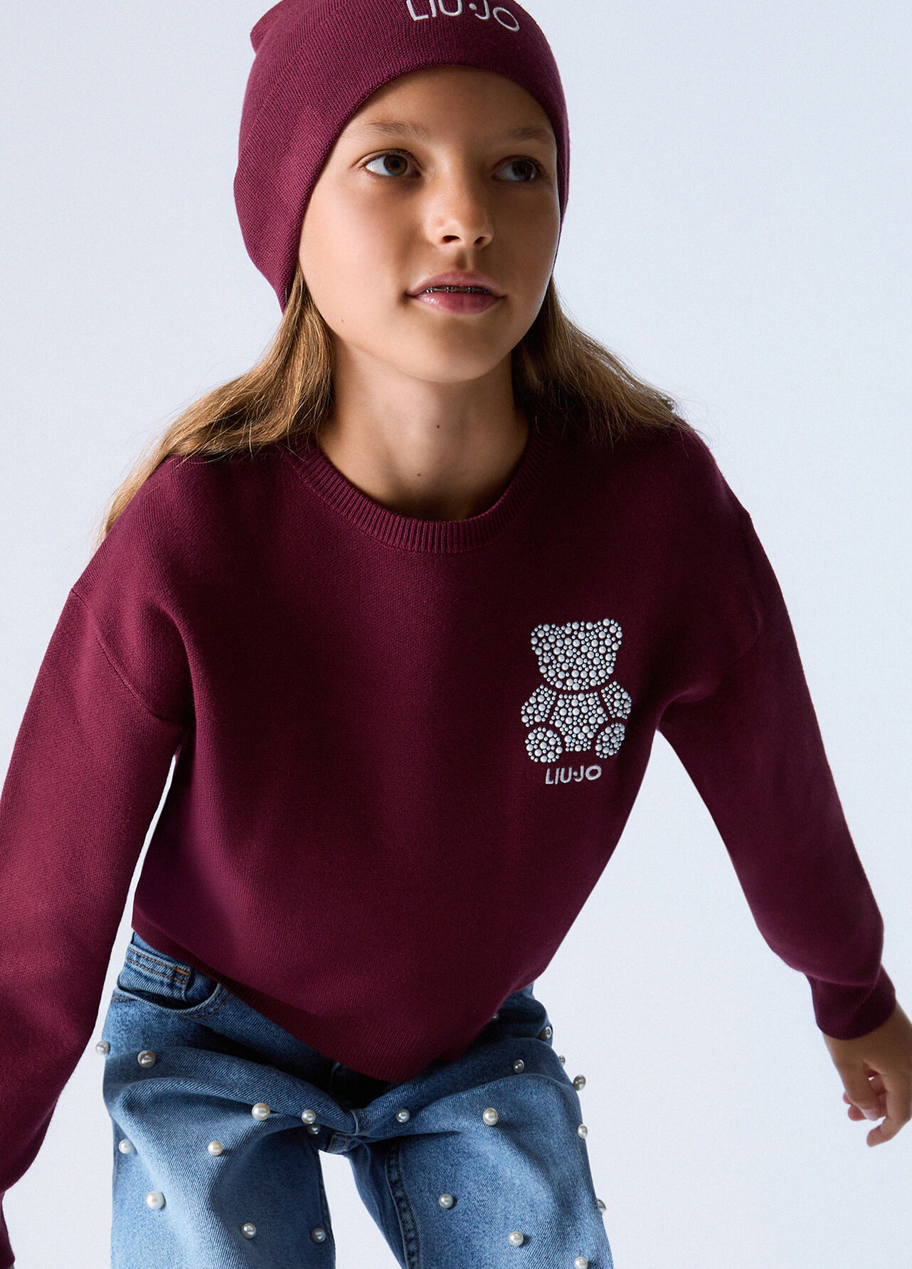 Maglia con ricamo gioiello - DARK RED