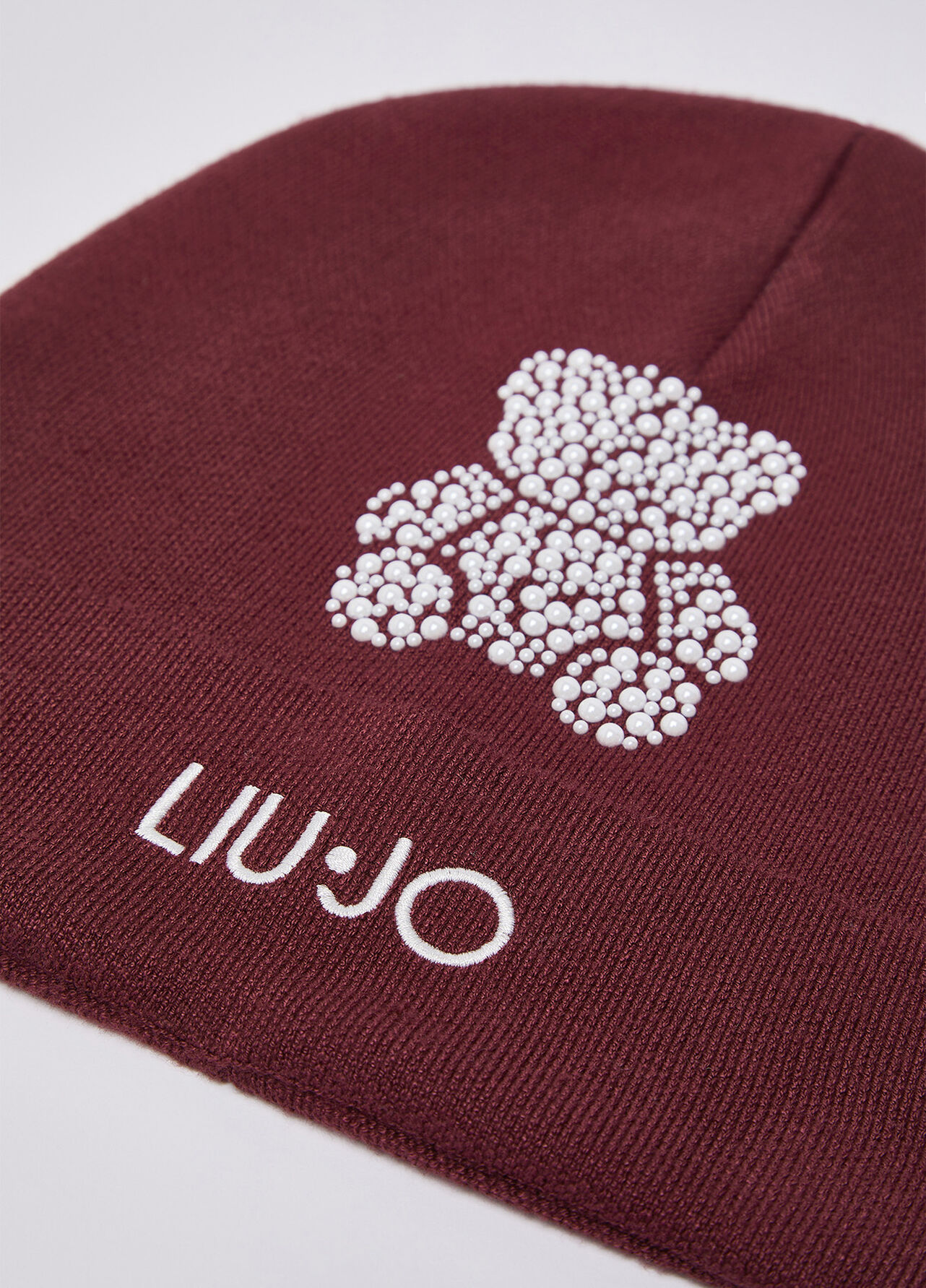 Cappello in maglia con strass - DARK RED