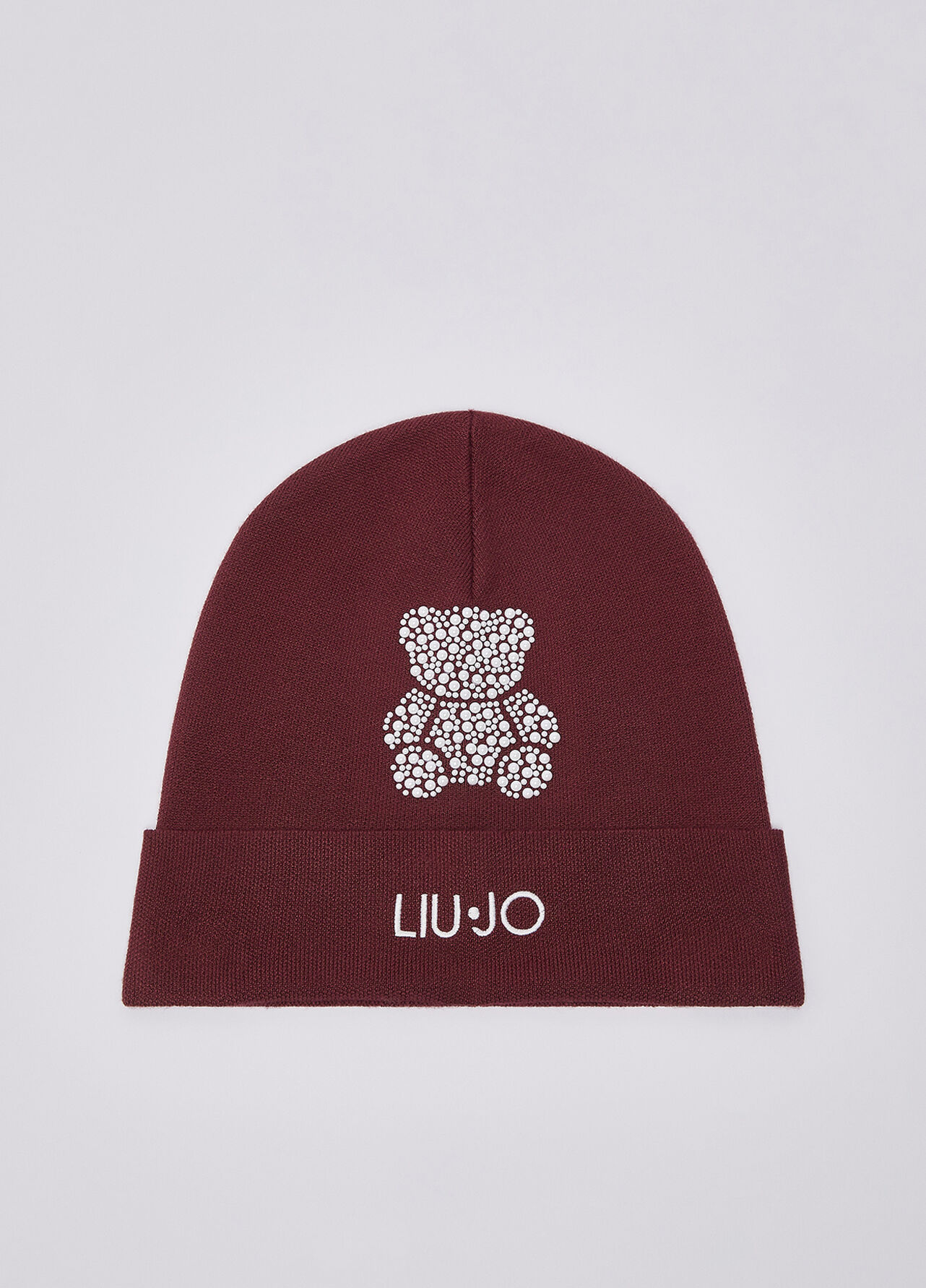 Cappello in maglia con strass - DARK RED