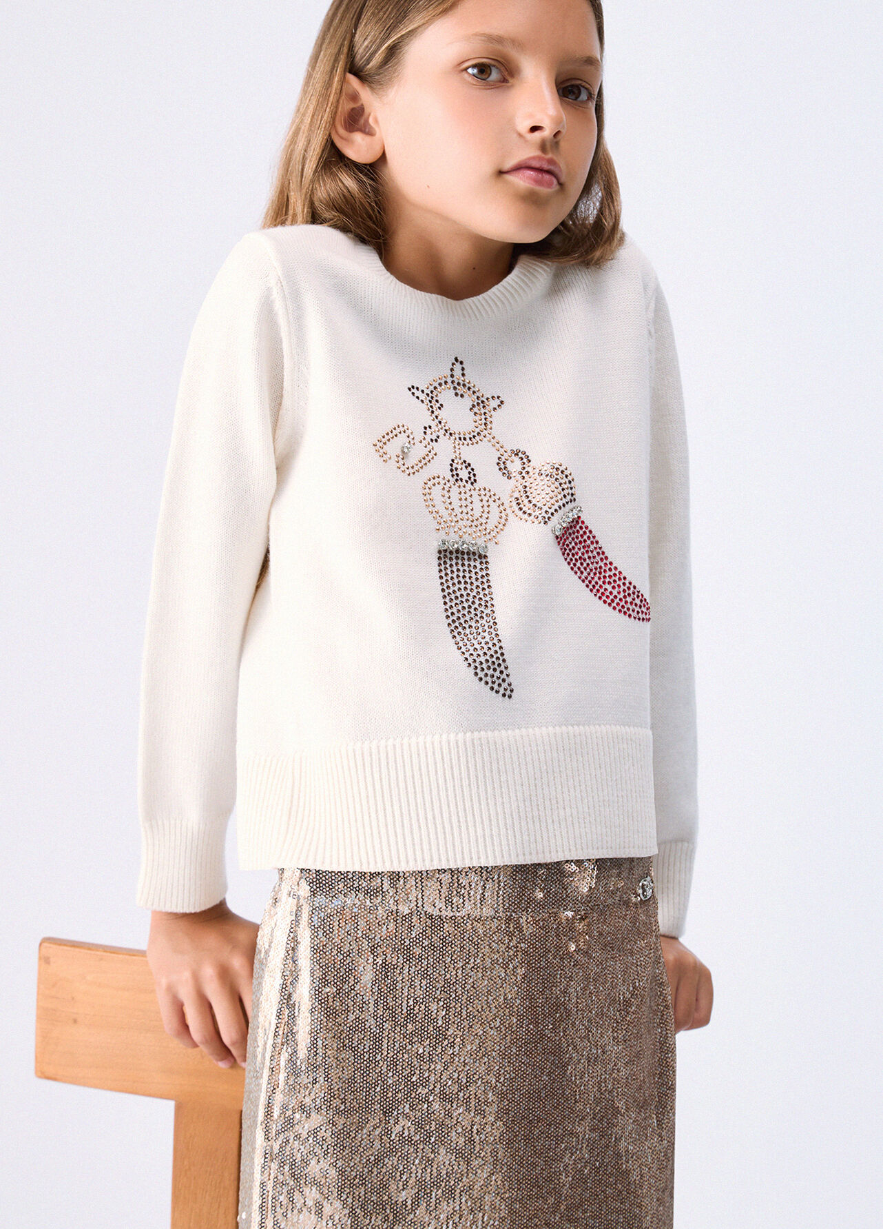 Maglia in lana jacquard - WHITE