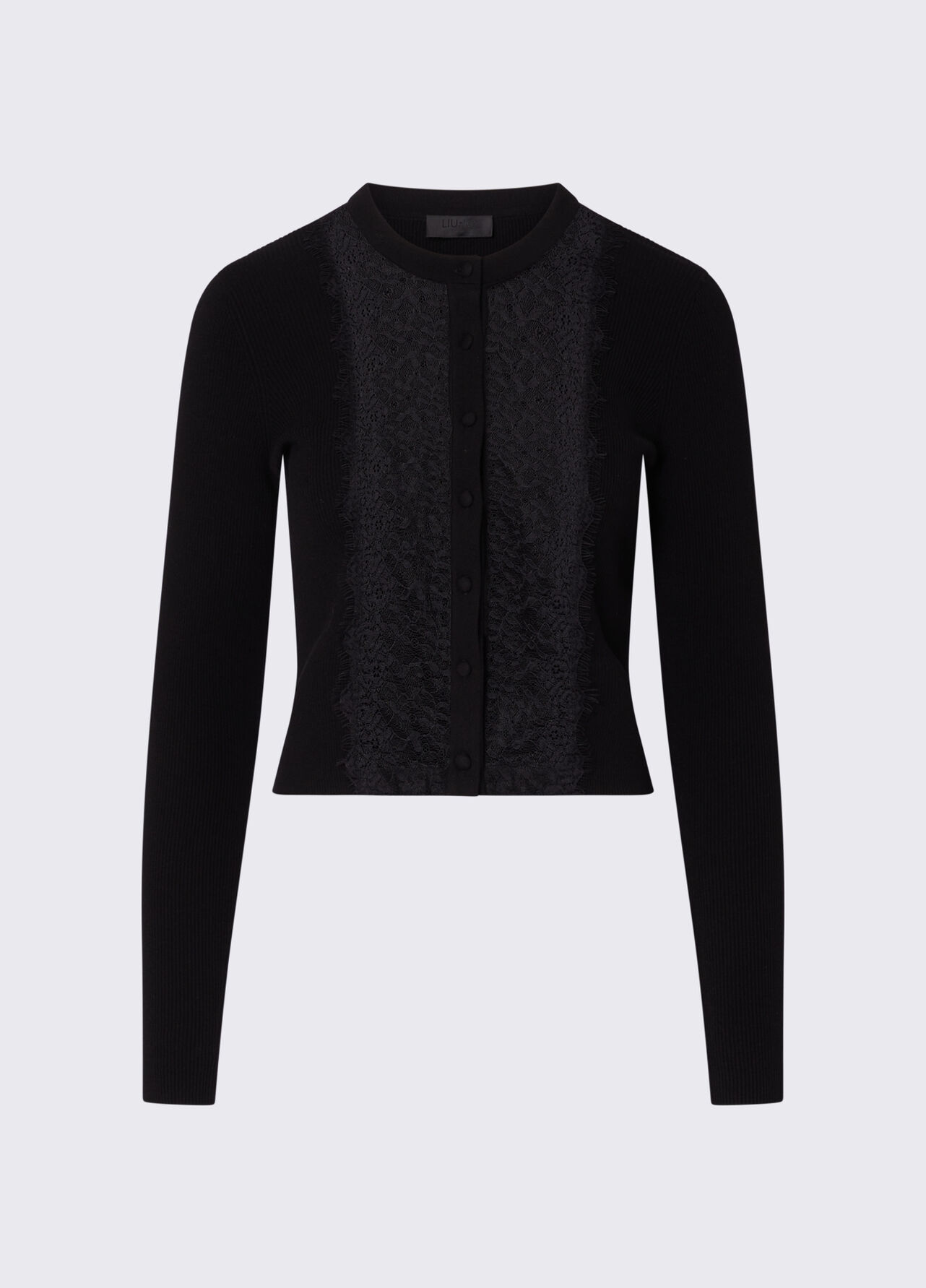 Cardigan con inserto in pizzo - BLACK