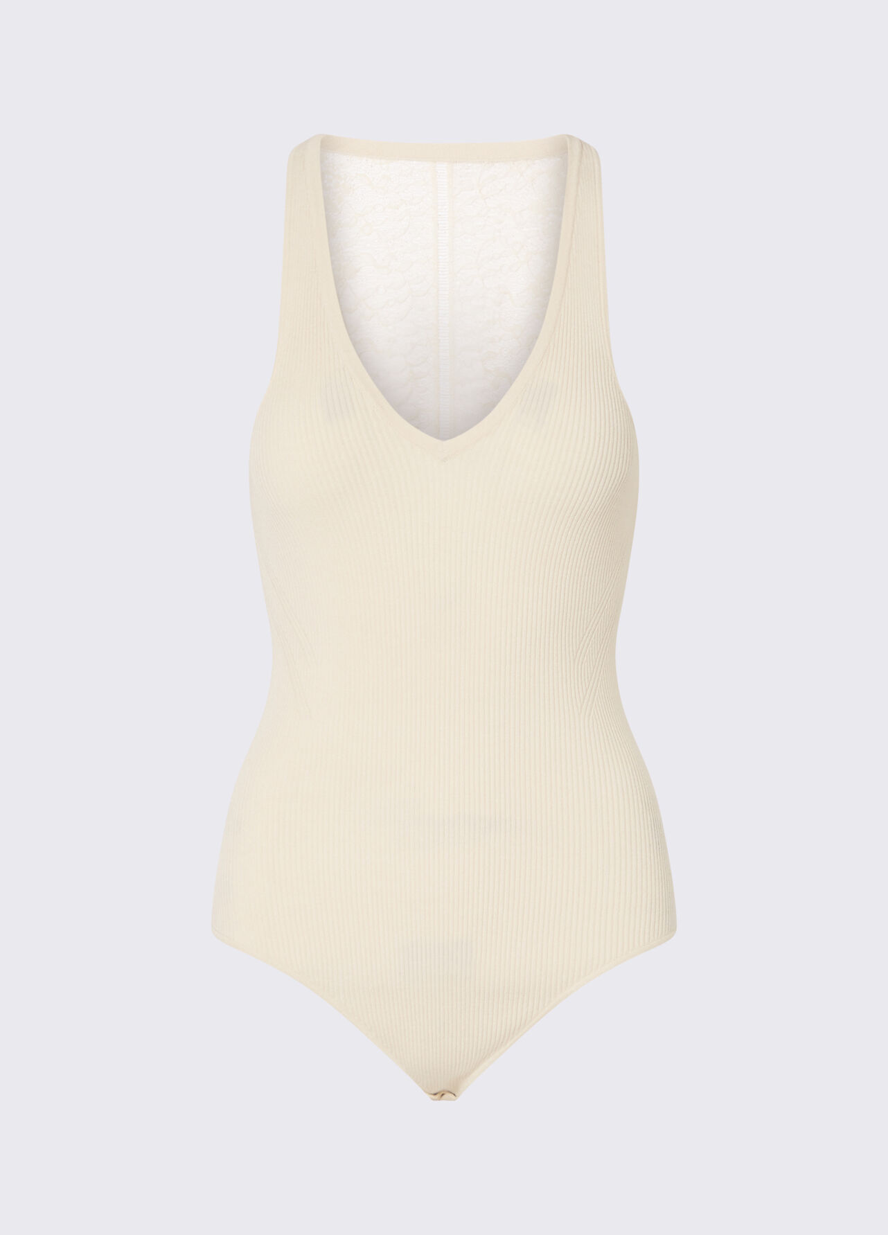 Body con inserto in pizzo - CREAM