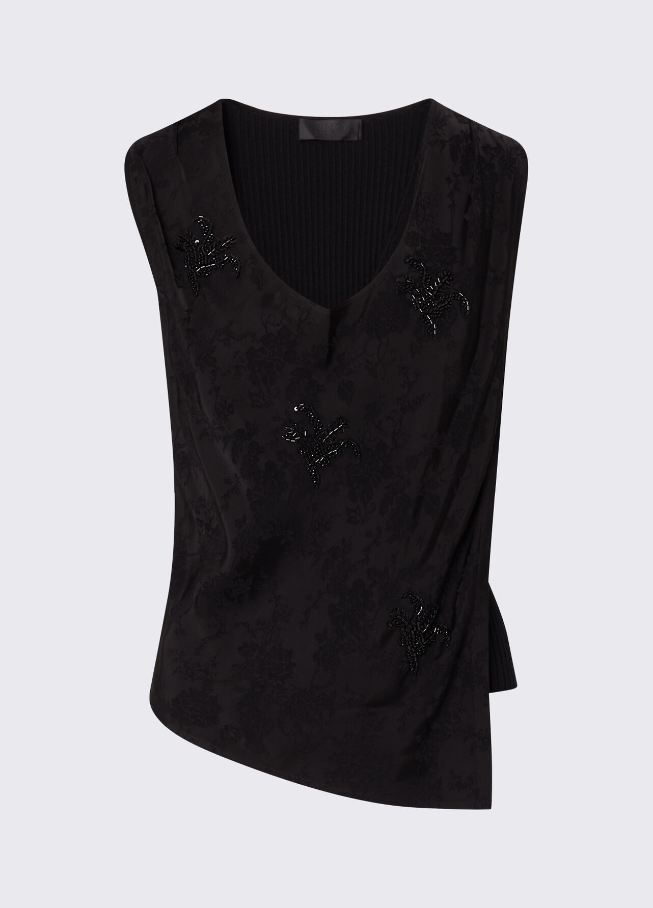 Top con ricami gioiello - BLACK