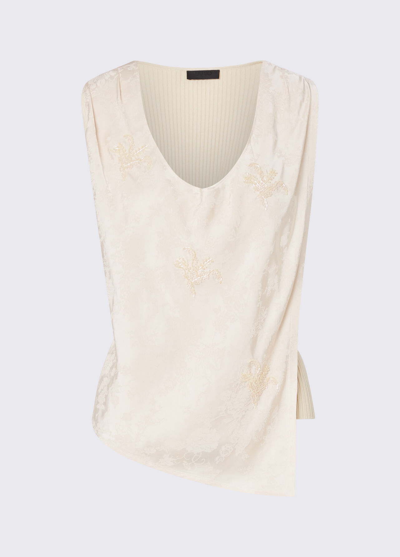 Top con ricami gioiello - CREAM