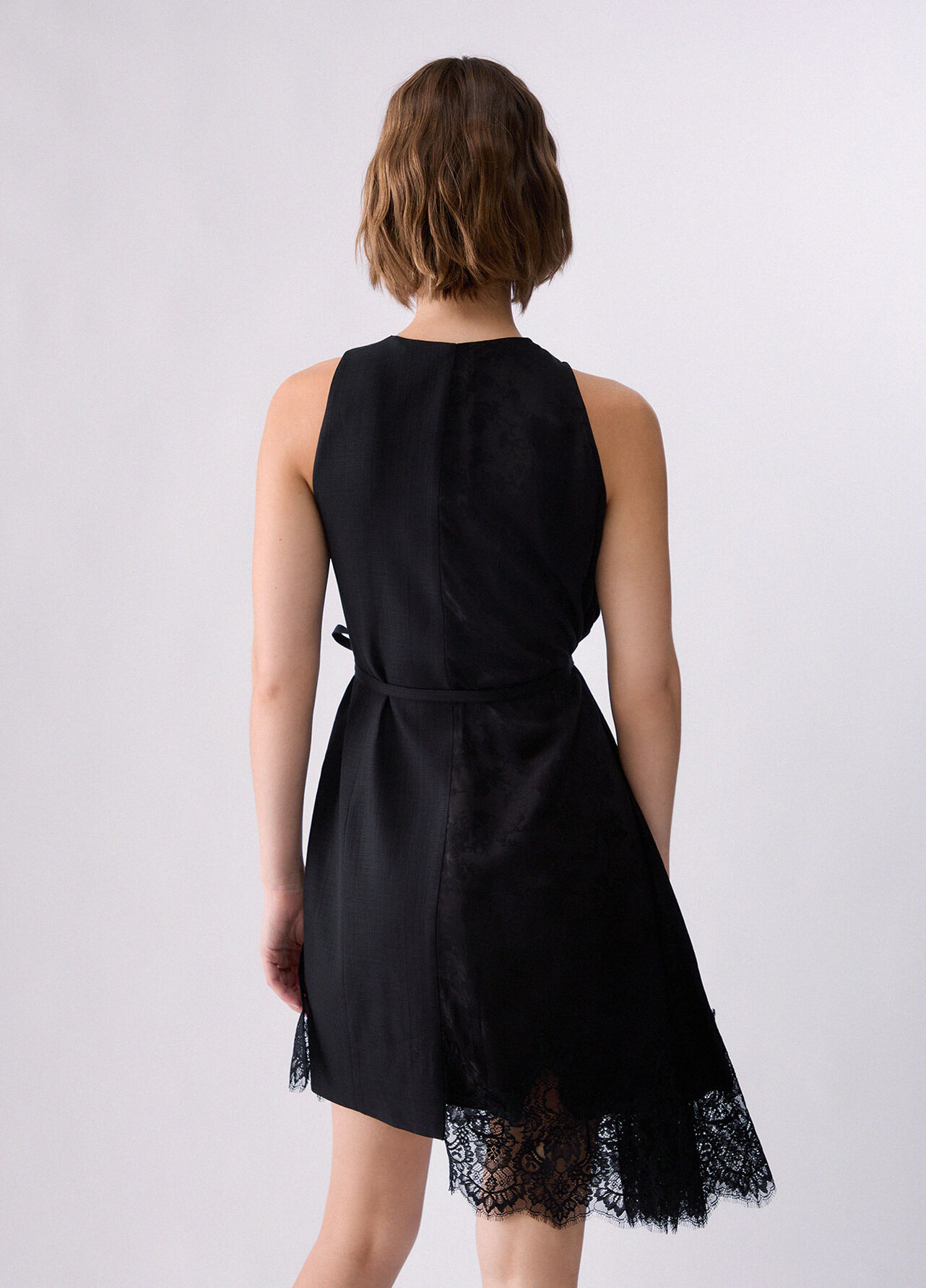 Abito corto jacquard - BLACK