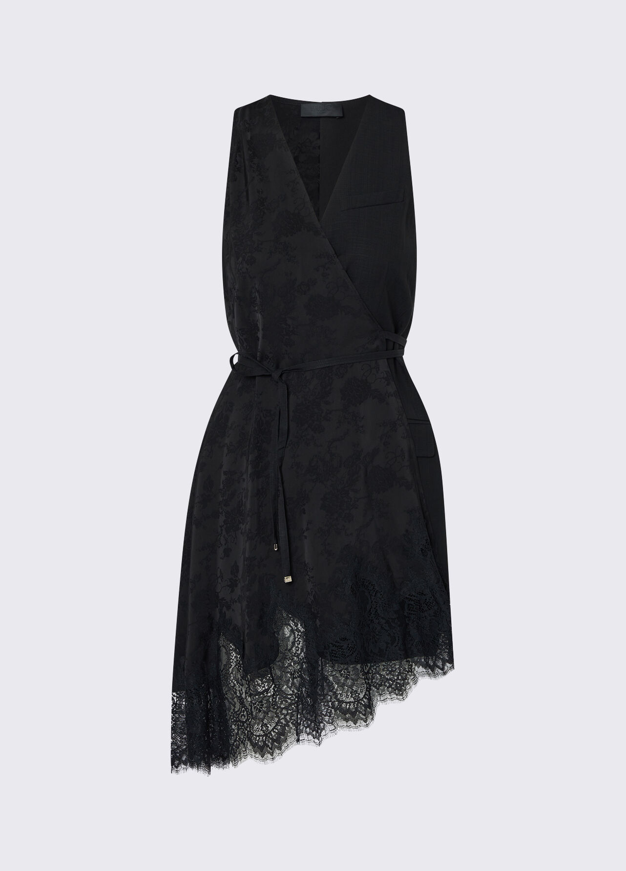 Abito corto jacquard - BLACK
