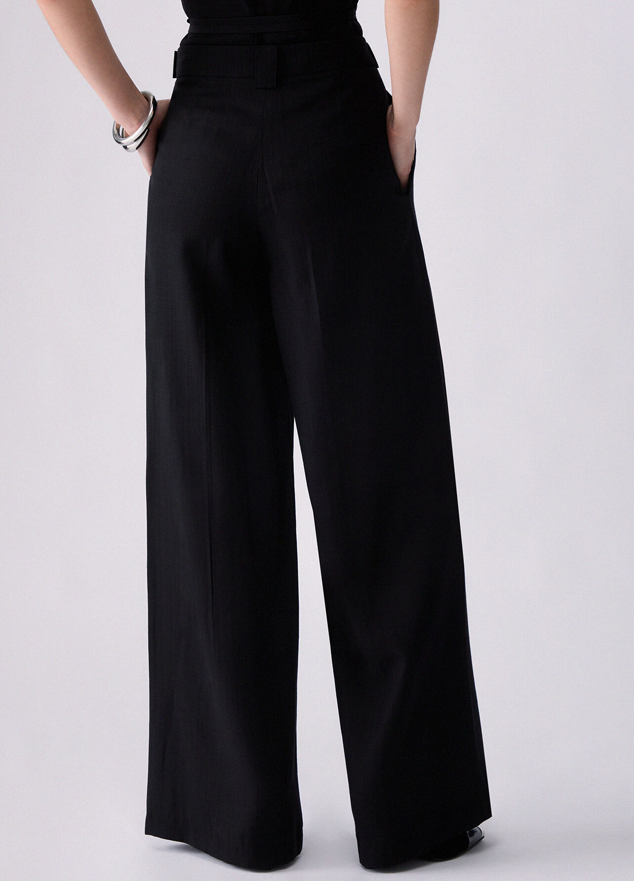 Pantaloni in viscosa fiammata - BLACK