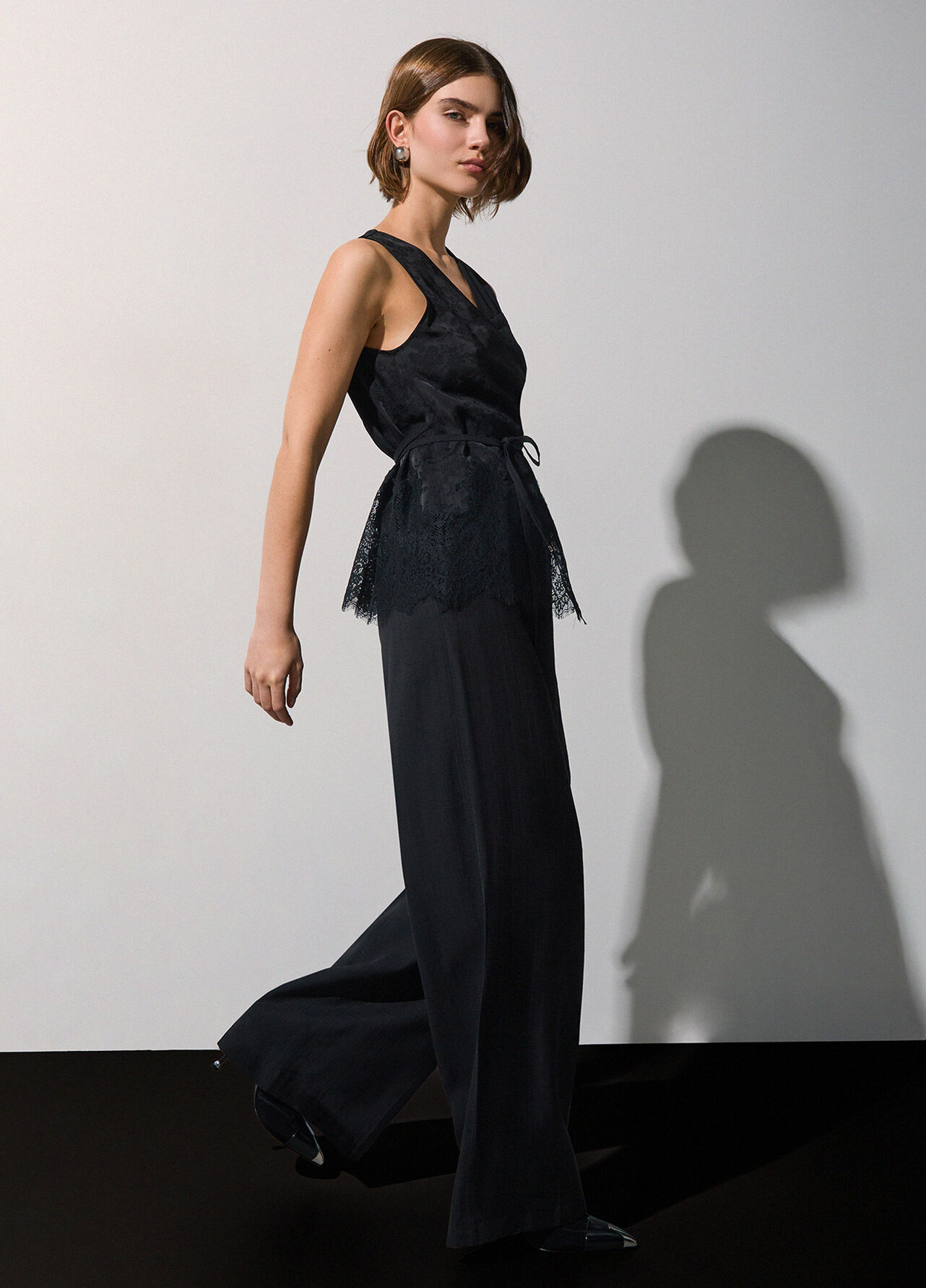 Pantaloni in viscosa fiammata - BLACK