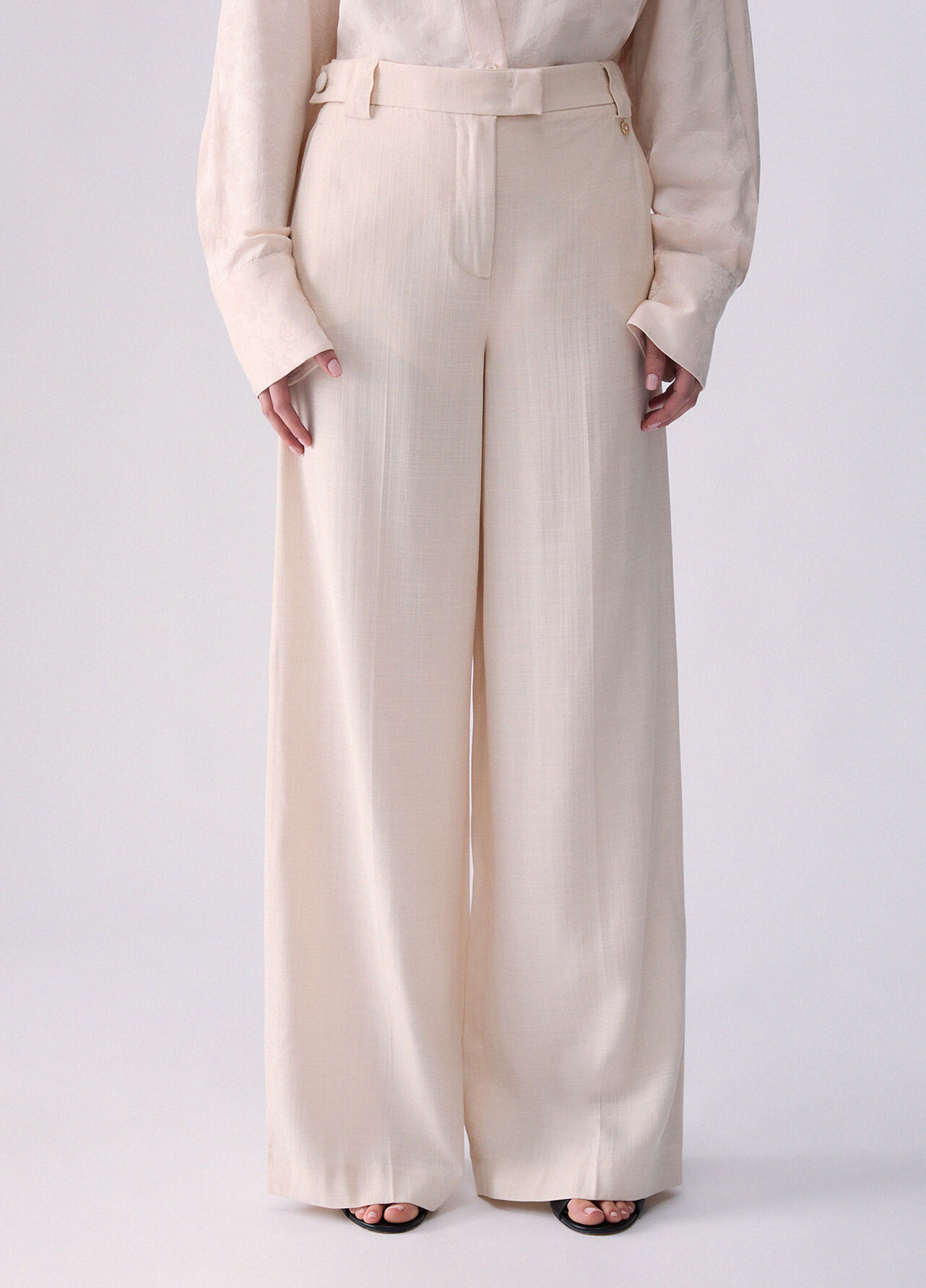 Pantaloni in viscosa fiammata - CREAM