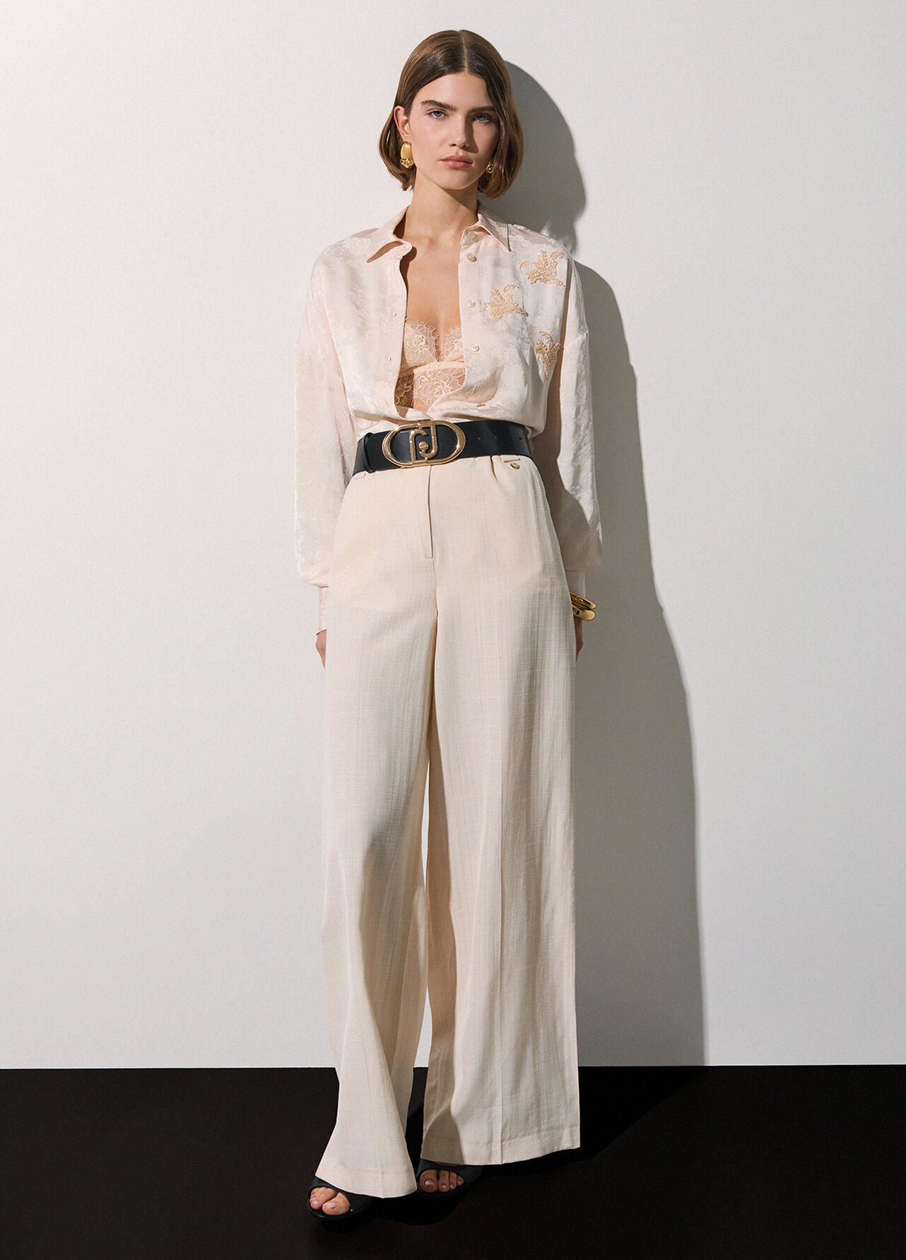 Pantaloni in viscosa fiammata - CREAM