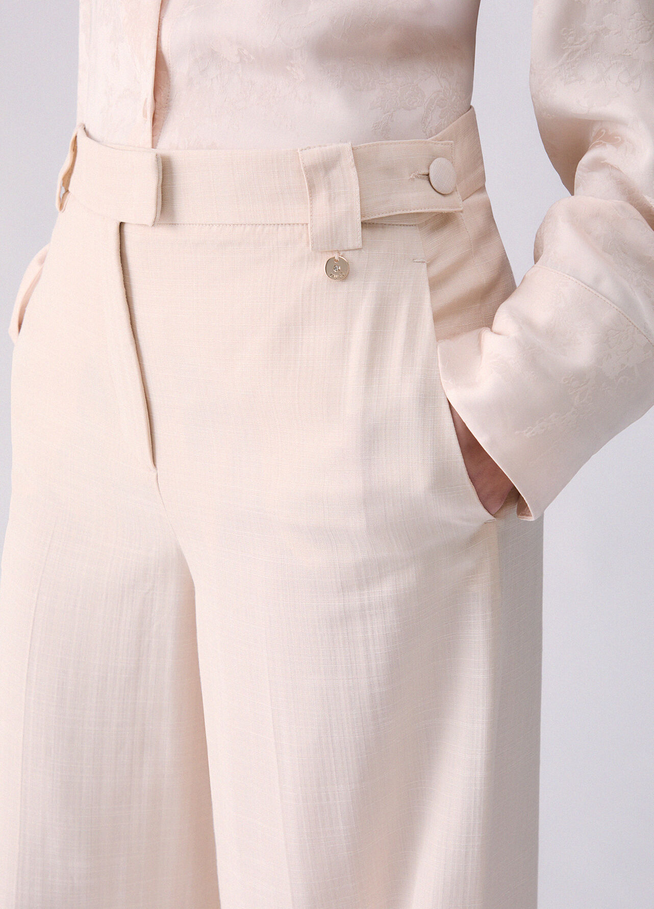 Pantaloni in viscosa fiammata - CREAM