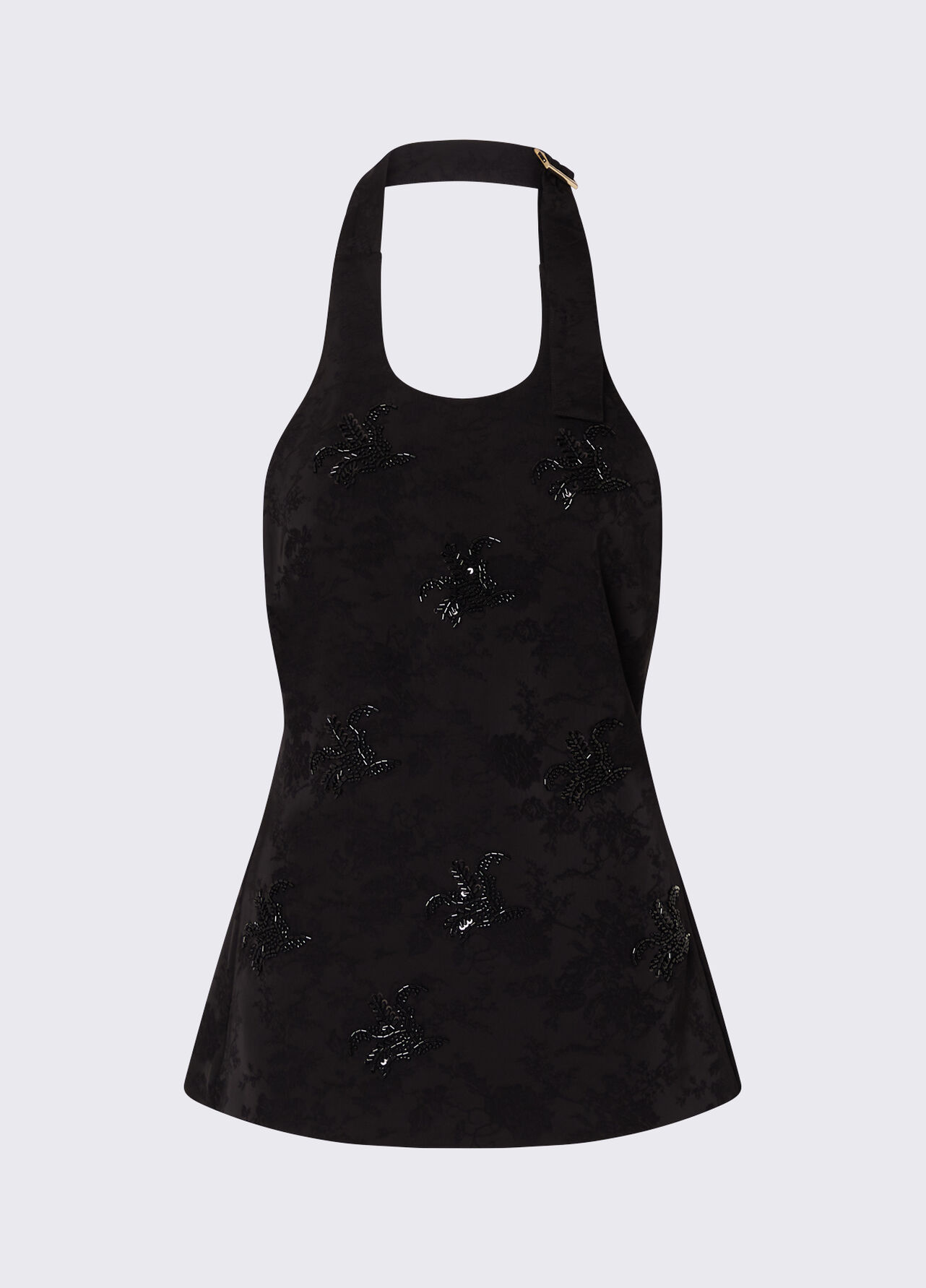 Top jacquard con ricami gioiello - BLACK