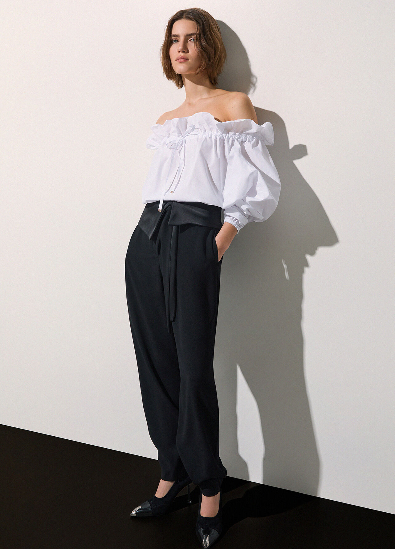 Pantaloni in envers satin - BLACK