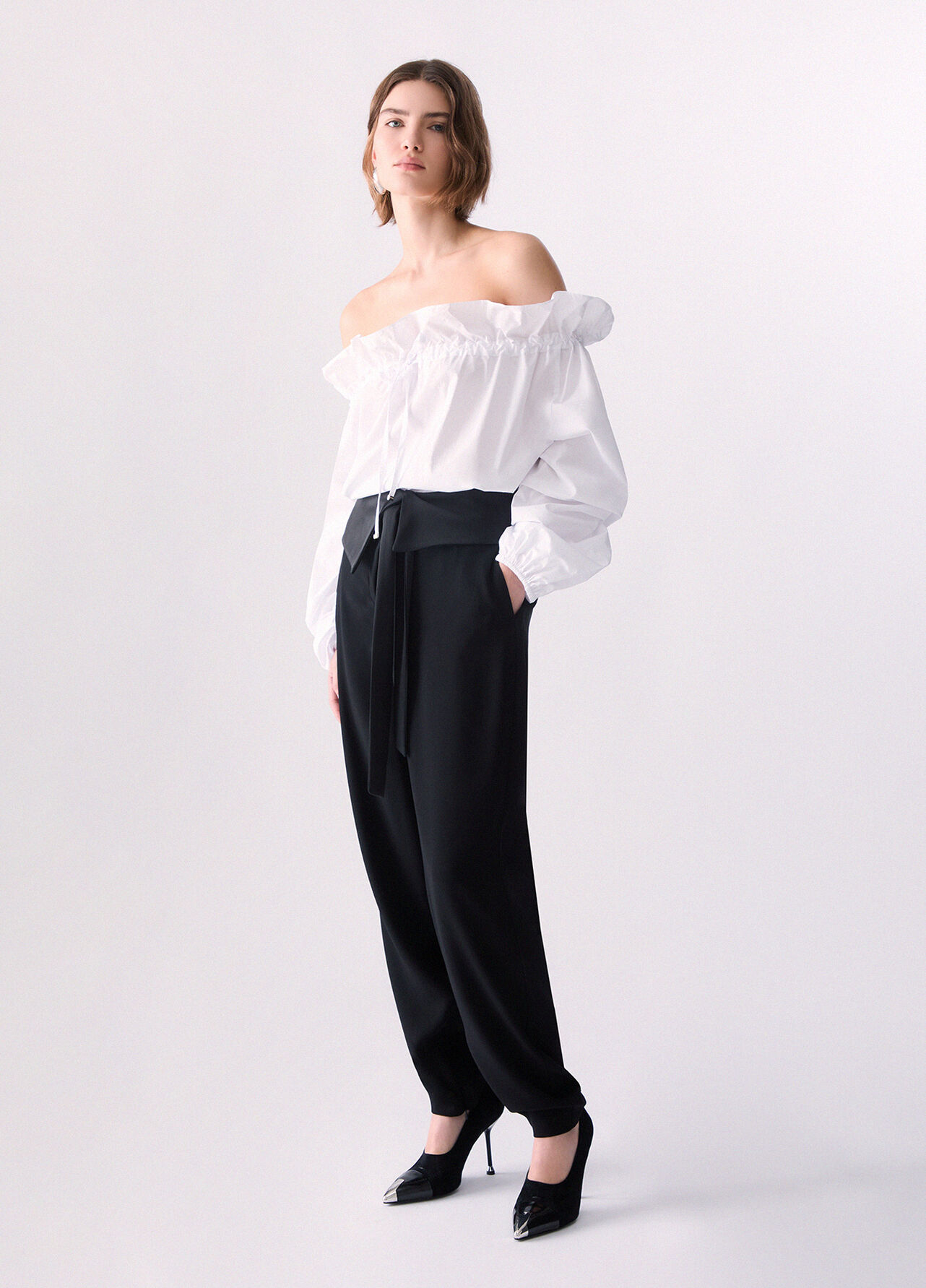 Pantaloni in envers satin - BLACK