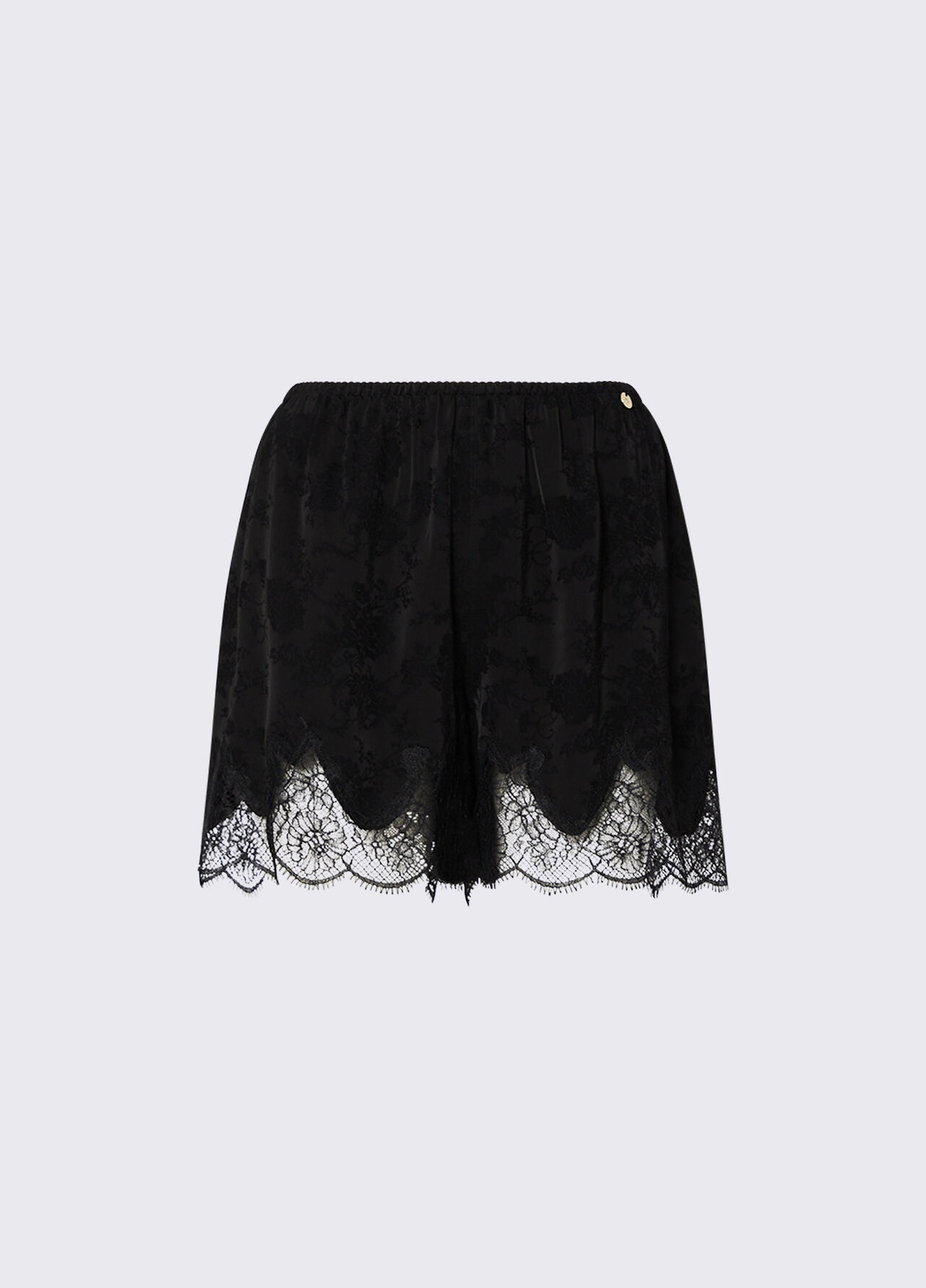Short jacquard con dettagli in pizzo - BLACK