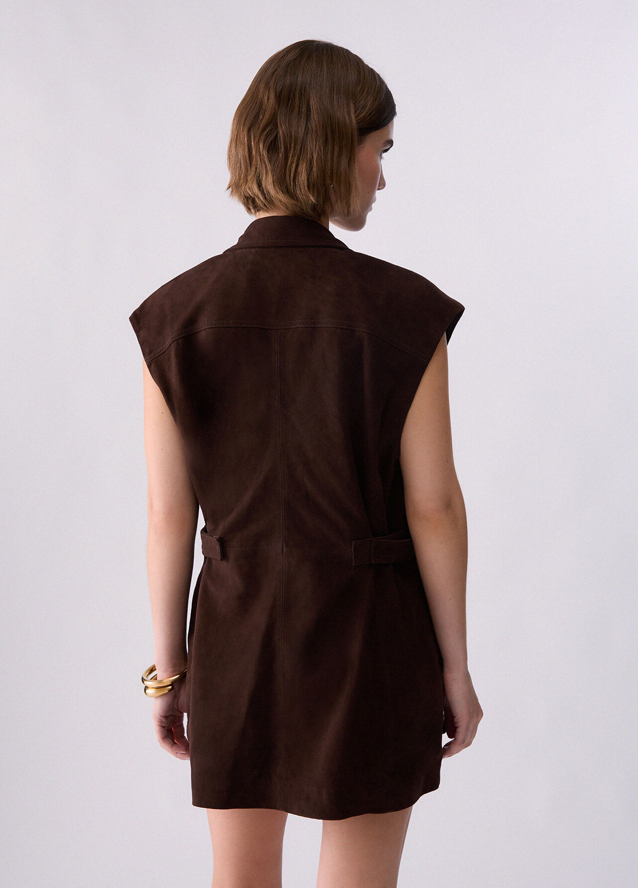 Gilet in suede - COCOA BROWN