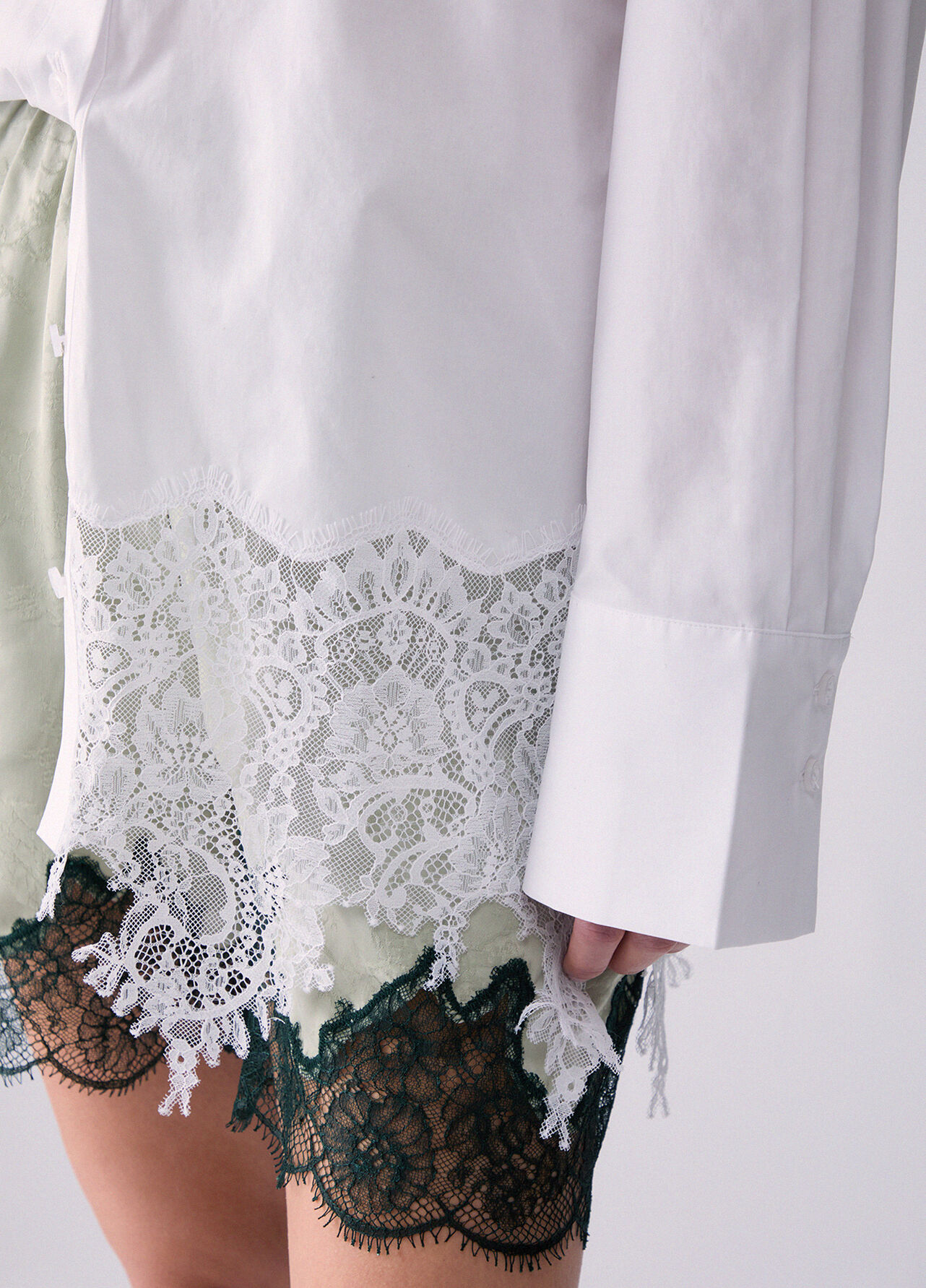 Camicia in popeline con pizzo - OPTIC WHITE