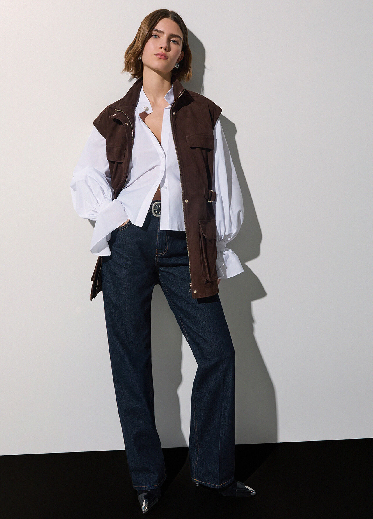 Jeans straight con dettagli in tessuto - BLUE DENIM