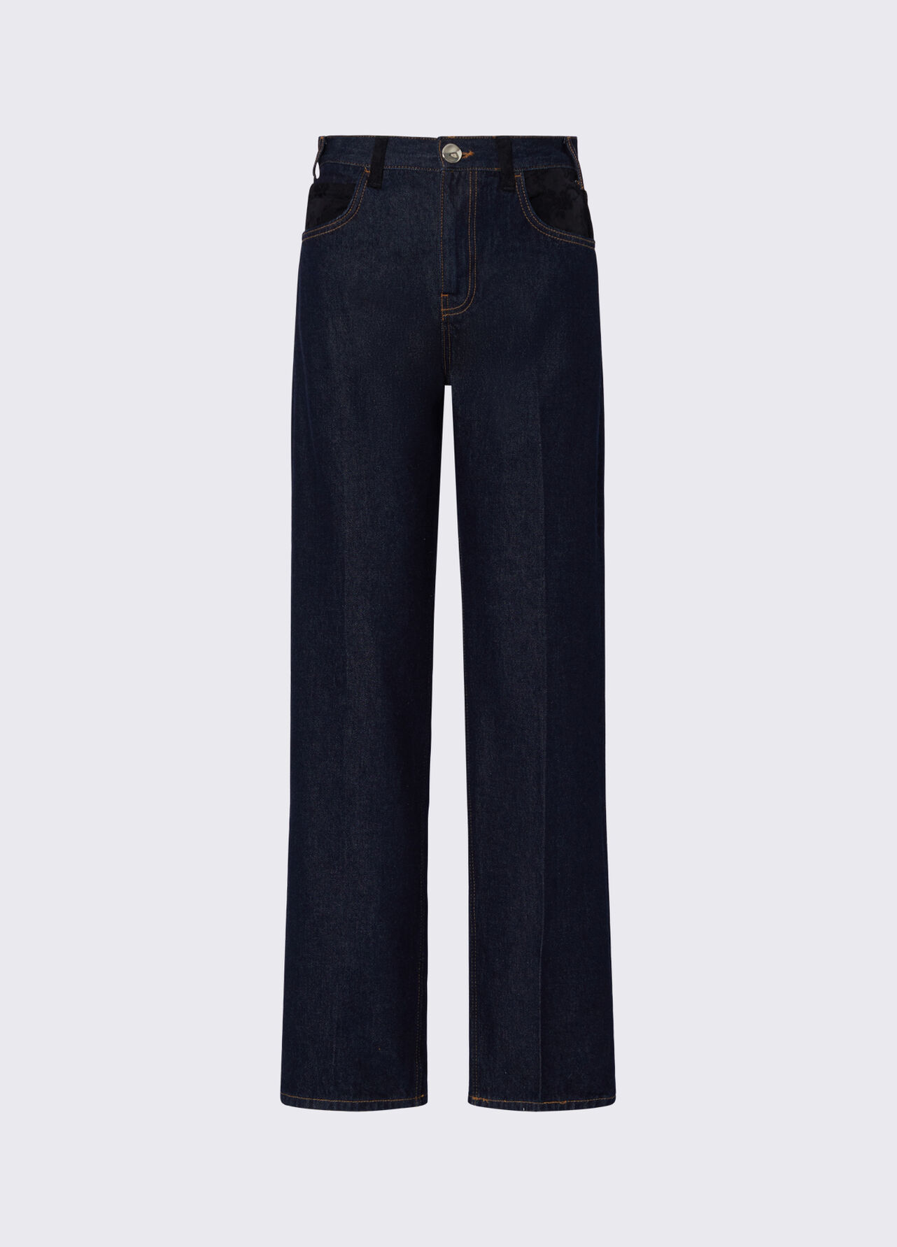 Jeans straight con dettagli in tessuto - BLUE DENIM
