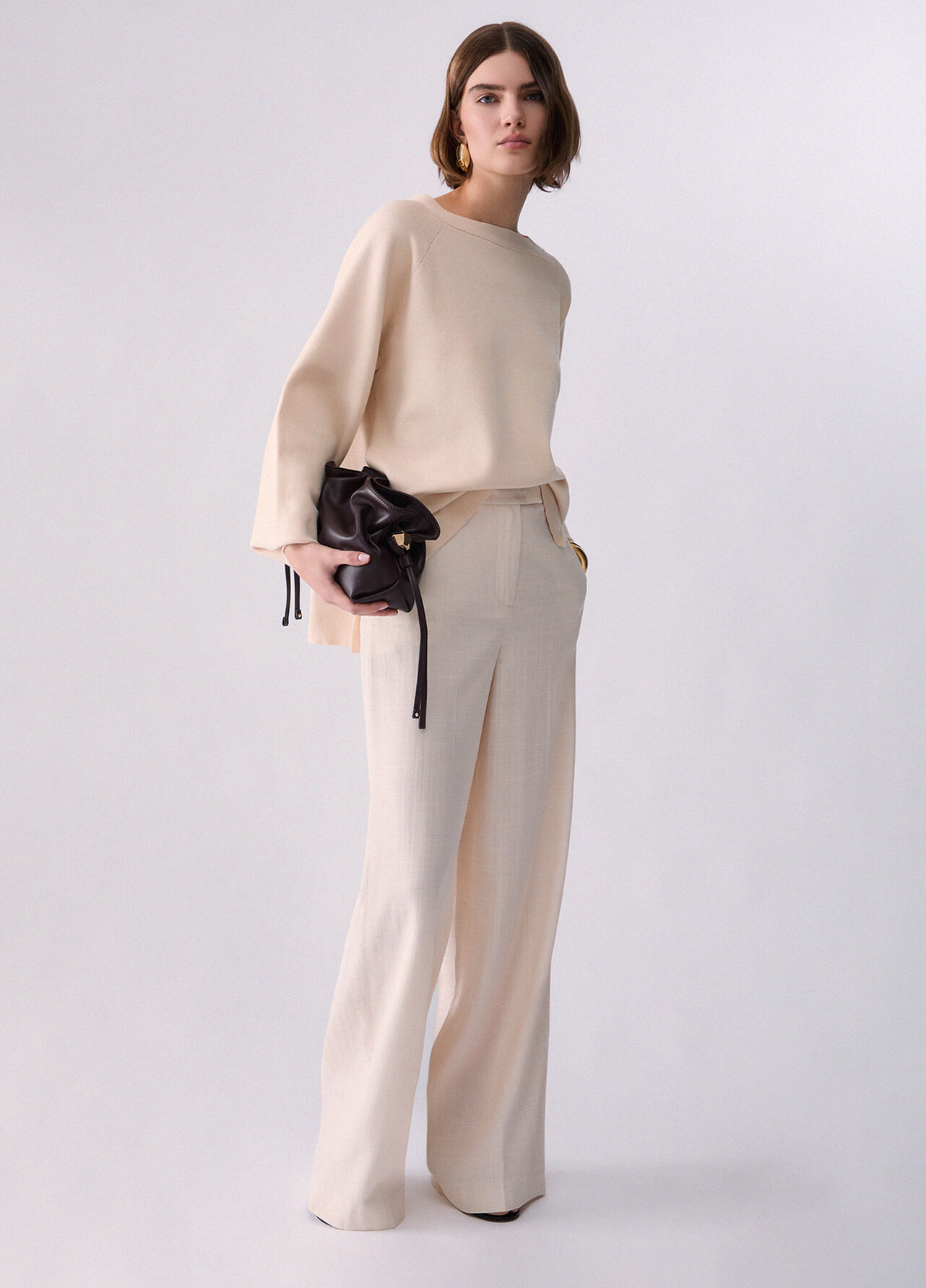 Felpa in maglia con cut-out - CREAM