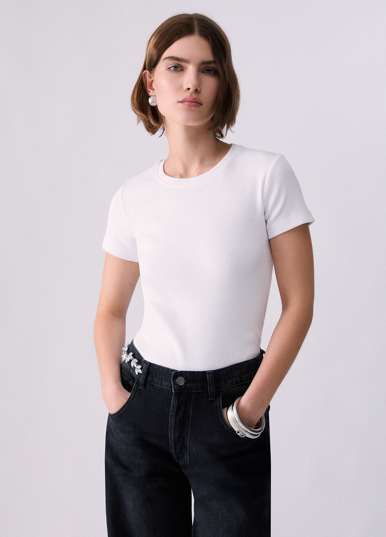 T-shirt con patch logo - OPTIC WHITE