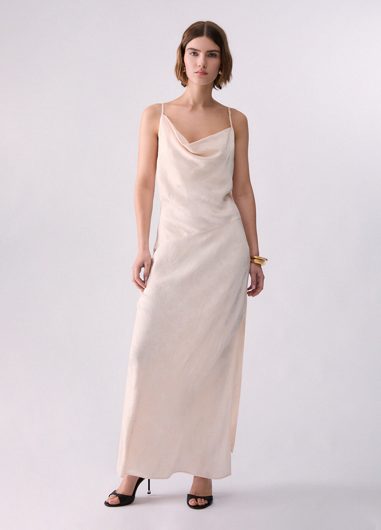 Abito lungo jacquard - CREAM
