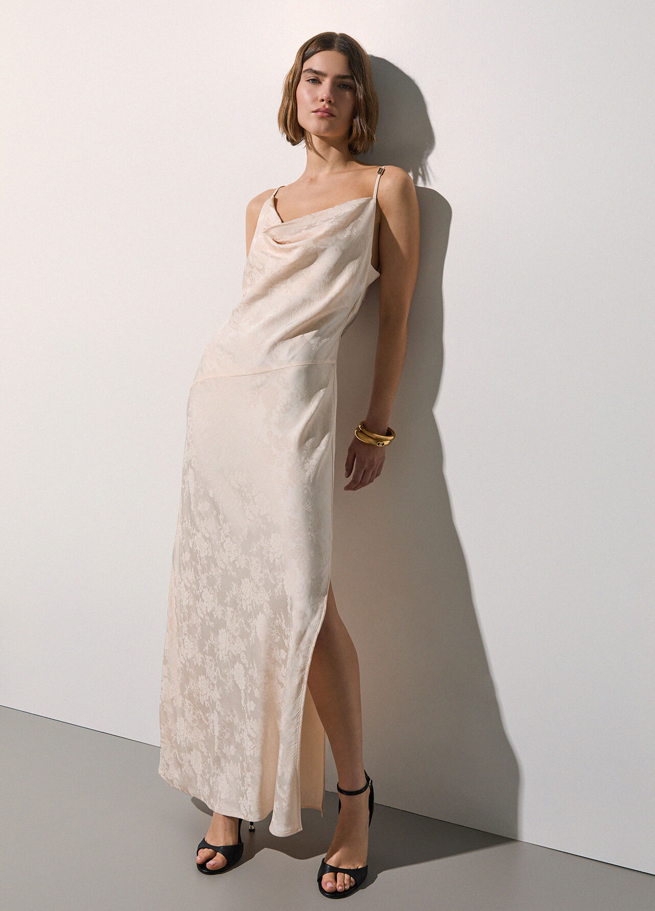 Abito lungo jacquard - CREAM