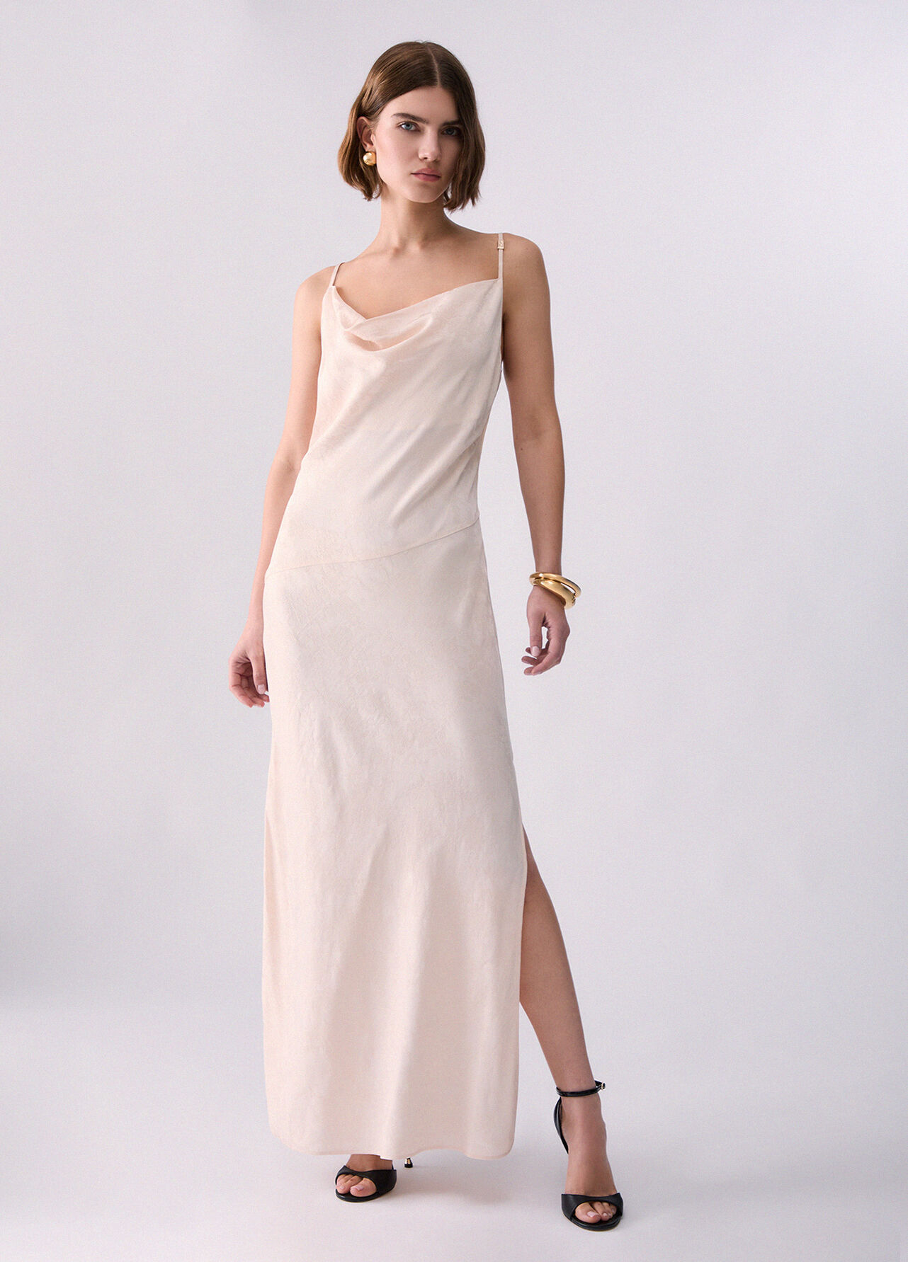 Abito lungo jacquard - CREAM