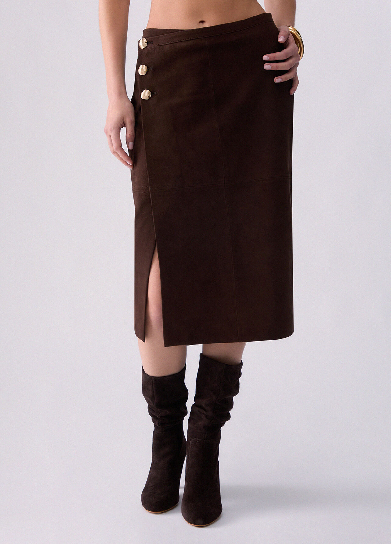 Longuette in camoscio - COCOA BROWN