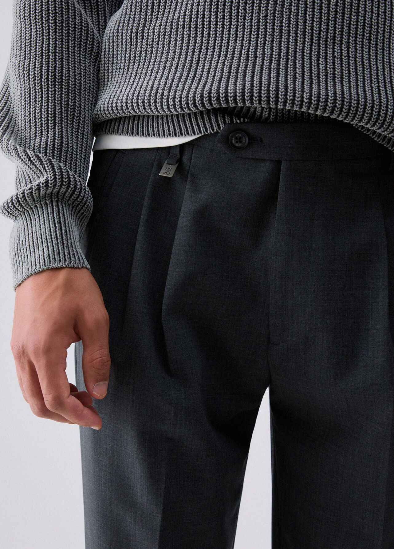 Pantaloni chino in misto lana - DARK GREY
