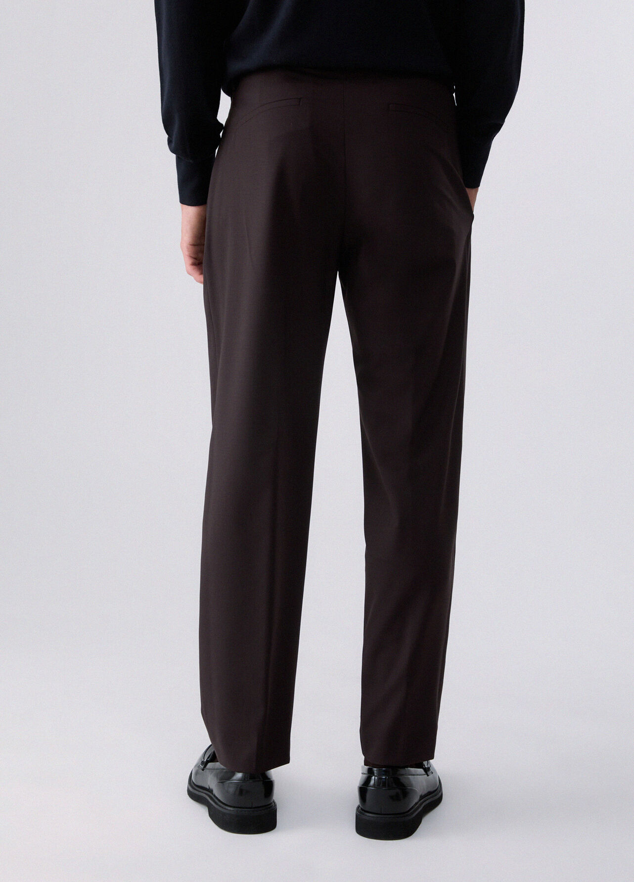 Pantaloni chino in misto lana - BROWN