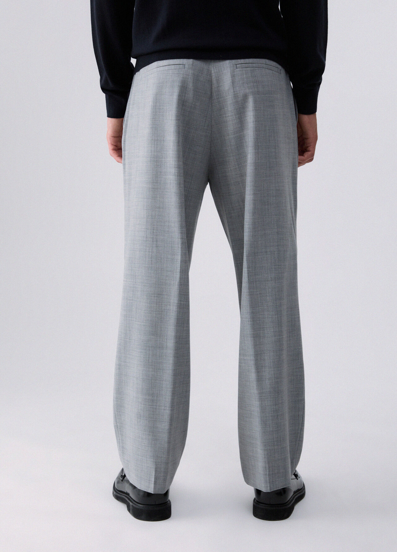 Pantaloni chino in misto lana - MELANGE GREY