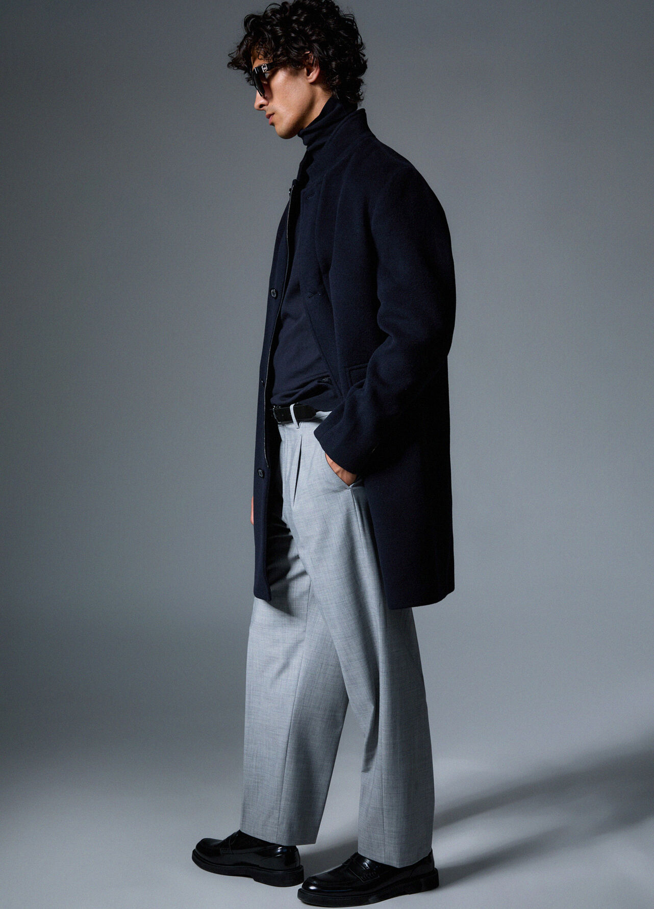 Pantaloni chino in misto lana - MELANGE GREY