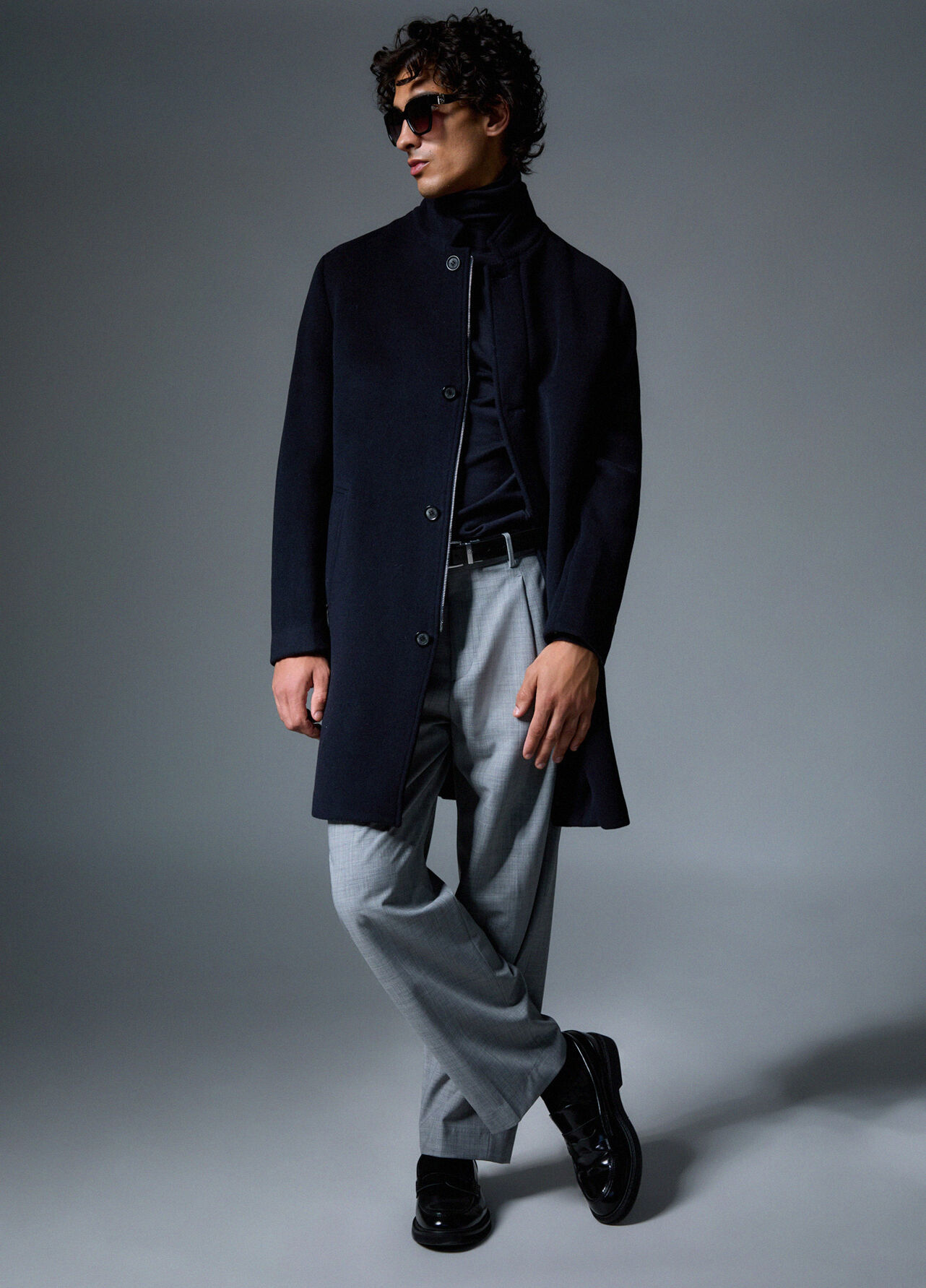Pantaloni chino in misto lana - MELANGE GREY