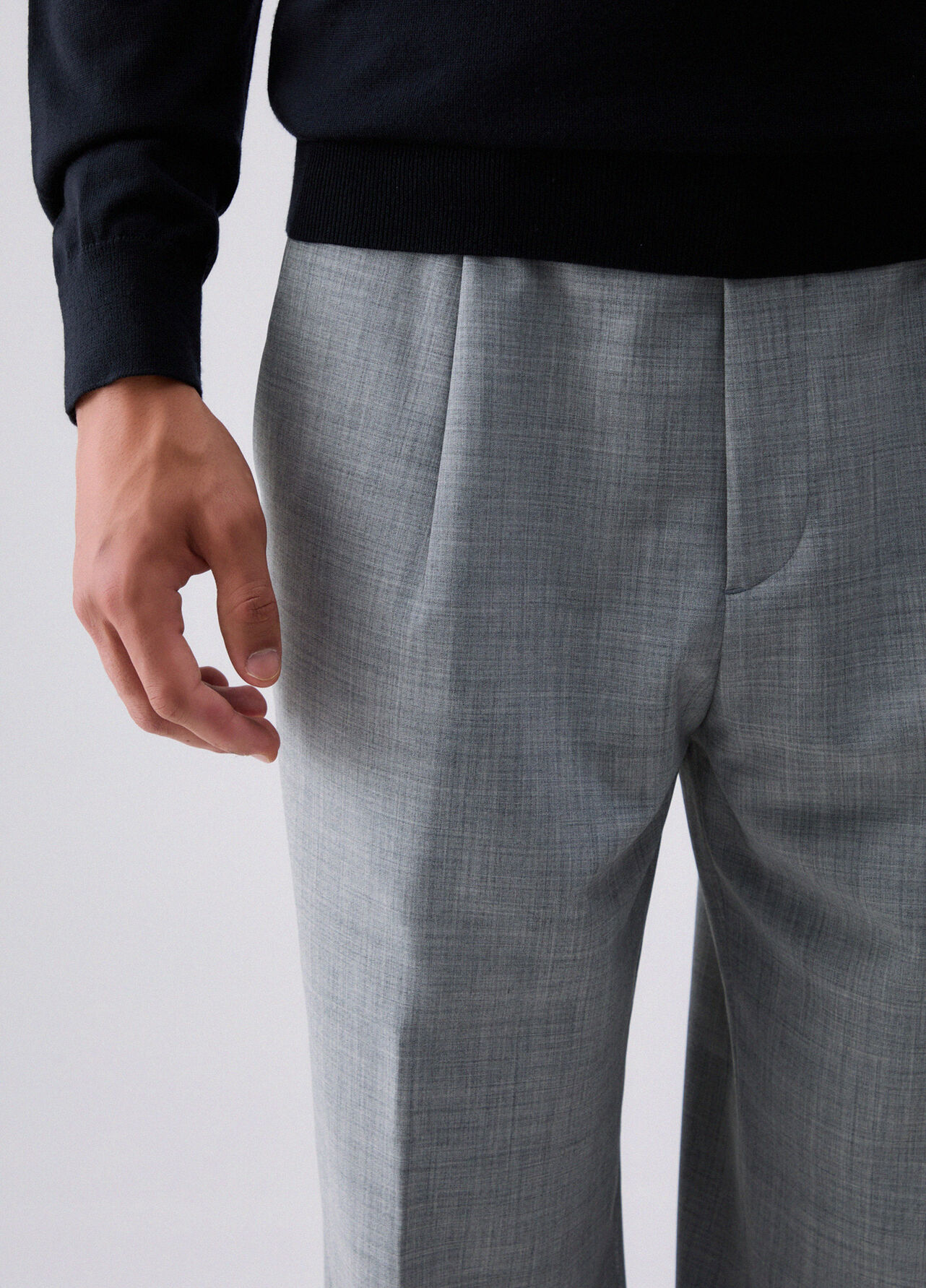 Pantaloni chino in misto lana - MELANGE GREY