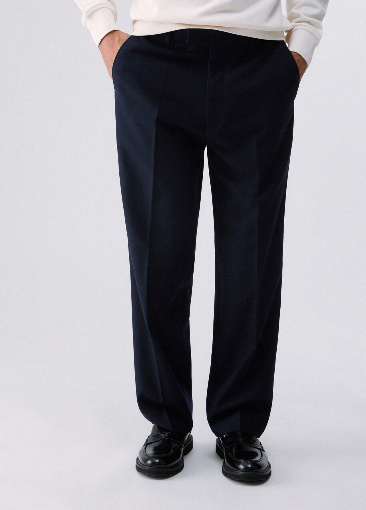 Pantaloni chino in misto lana - DARK BLUE