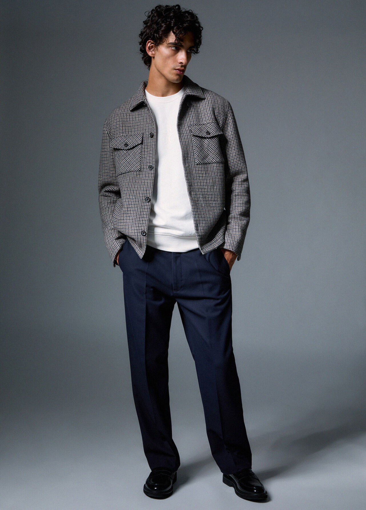Pantaloni chino in misto lana - DARK BLUE