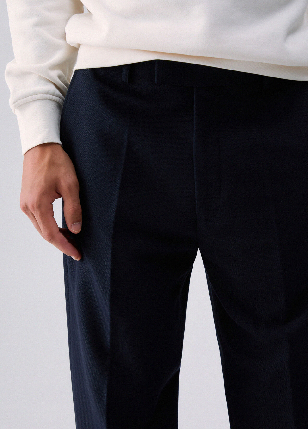 Pantaloni chino in misto lana - DARK BLUE