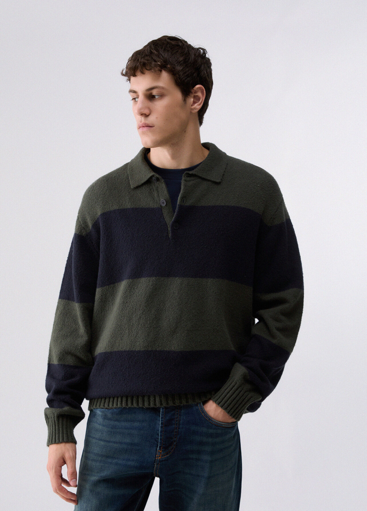 Polo in maglia a righe - GREEN / BLUE