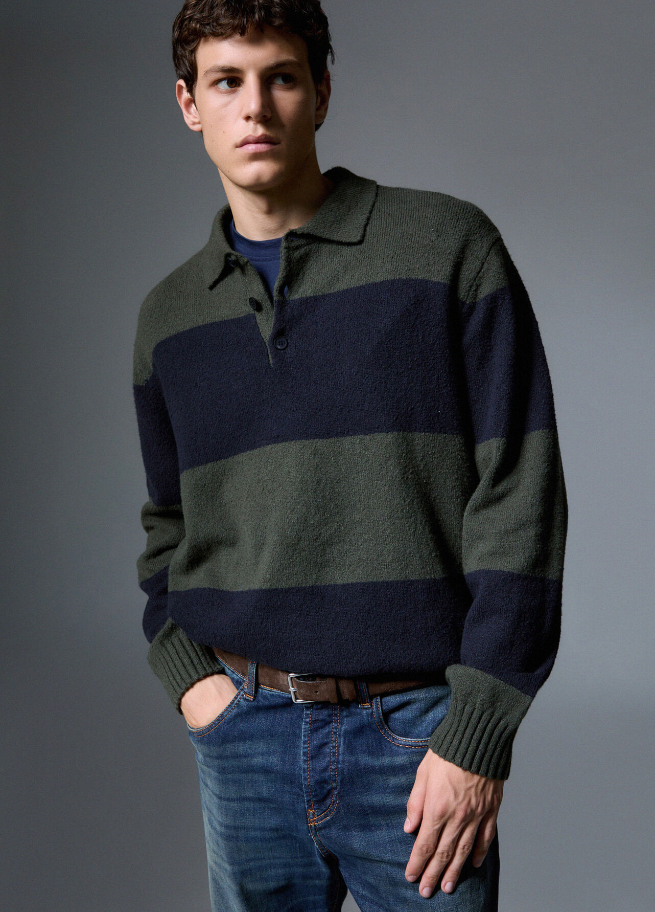 Polo in maglia a righe - GREEN / BLUE