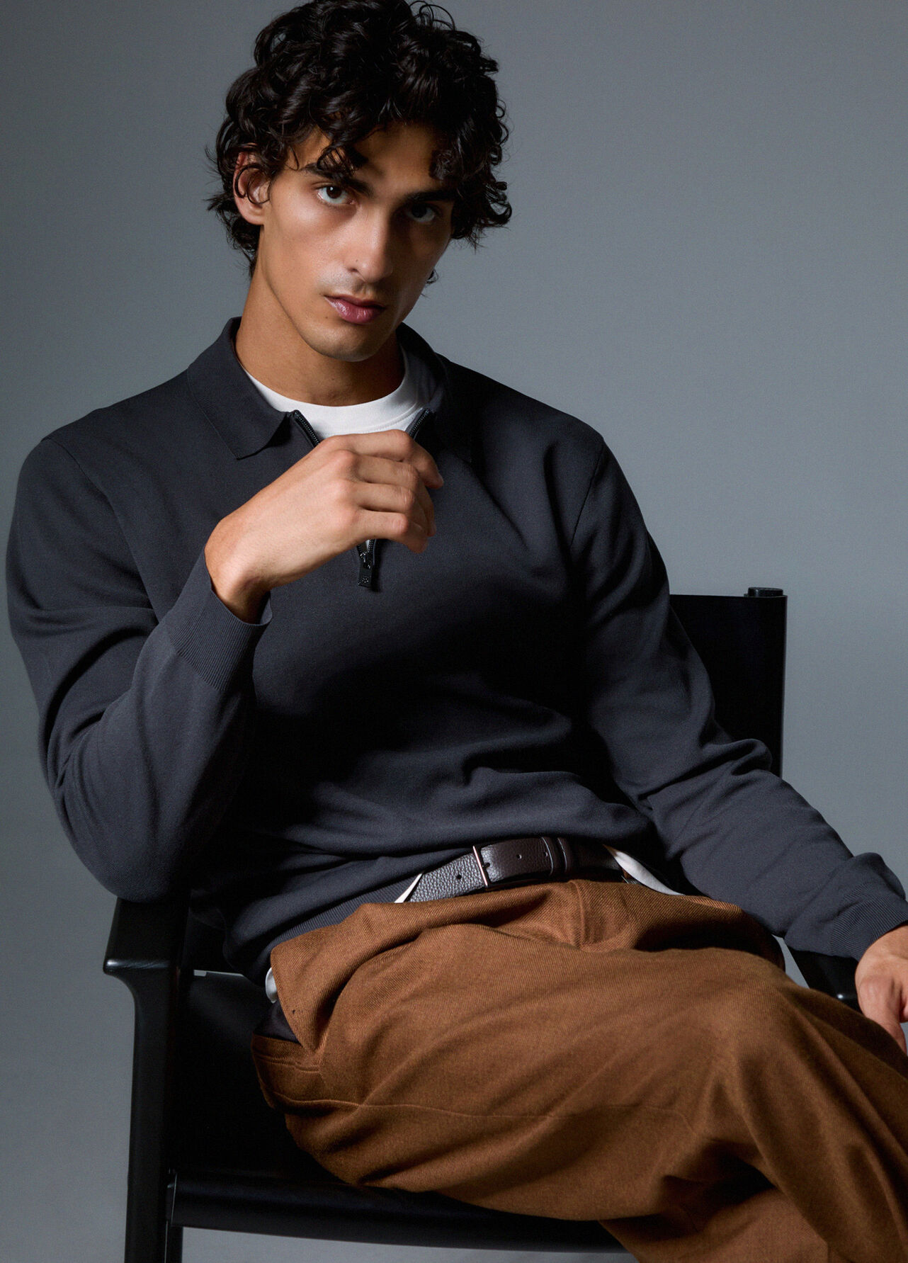 Polo in cotone rasato - DARK GREY