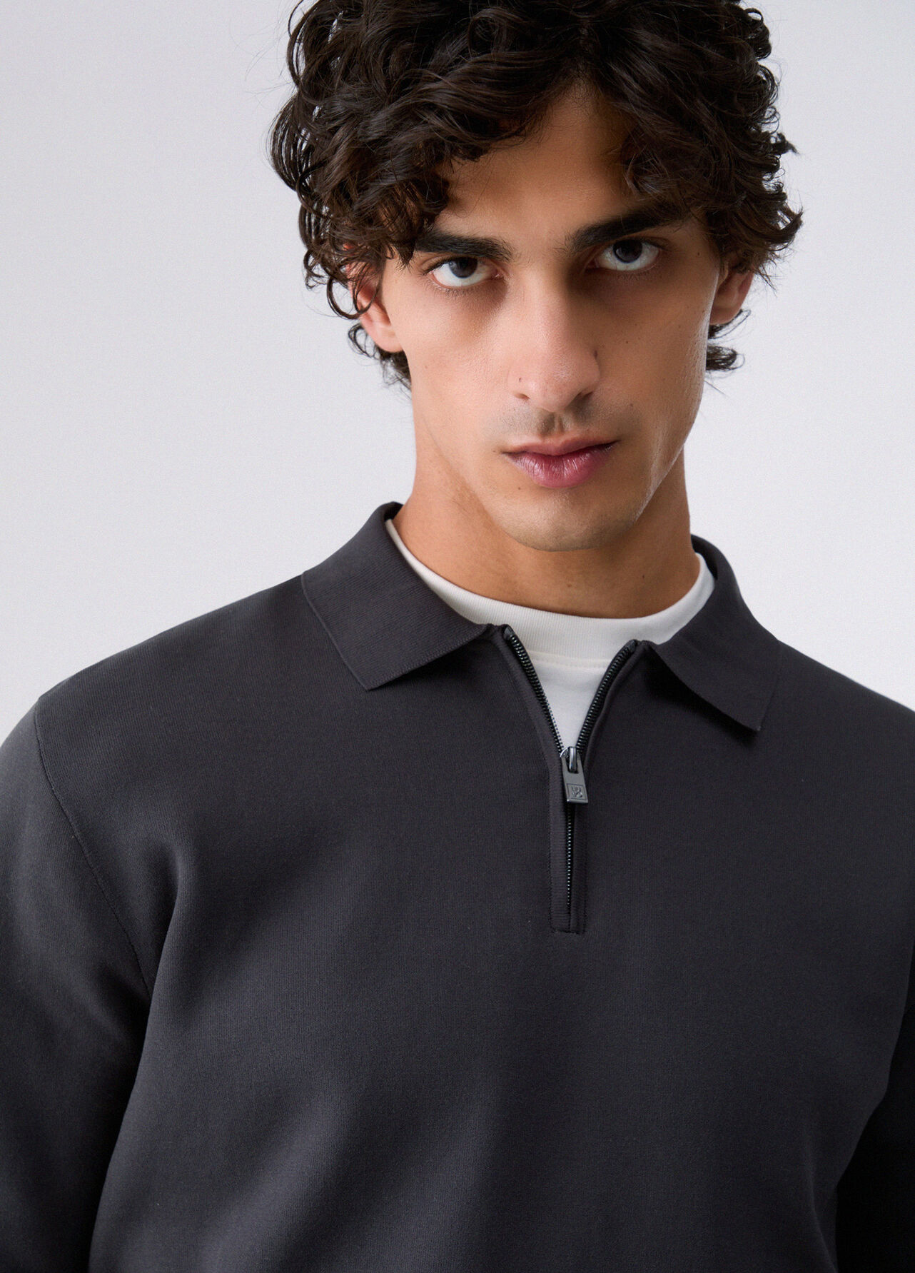 Polo in cotone rasato - DARK GREY