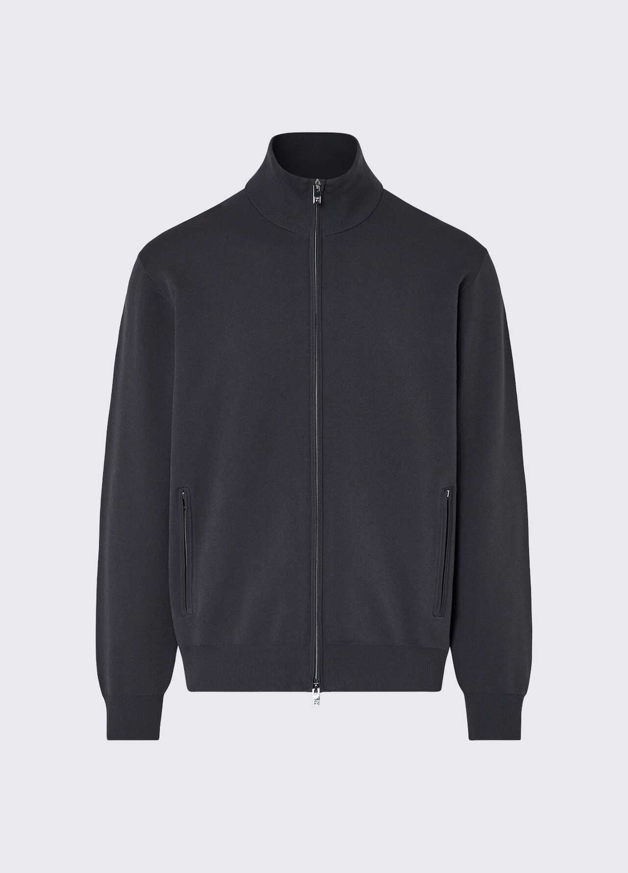 Maglia in cotone rasato con zip - DARK GREY