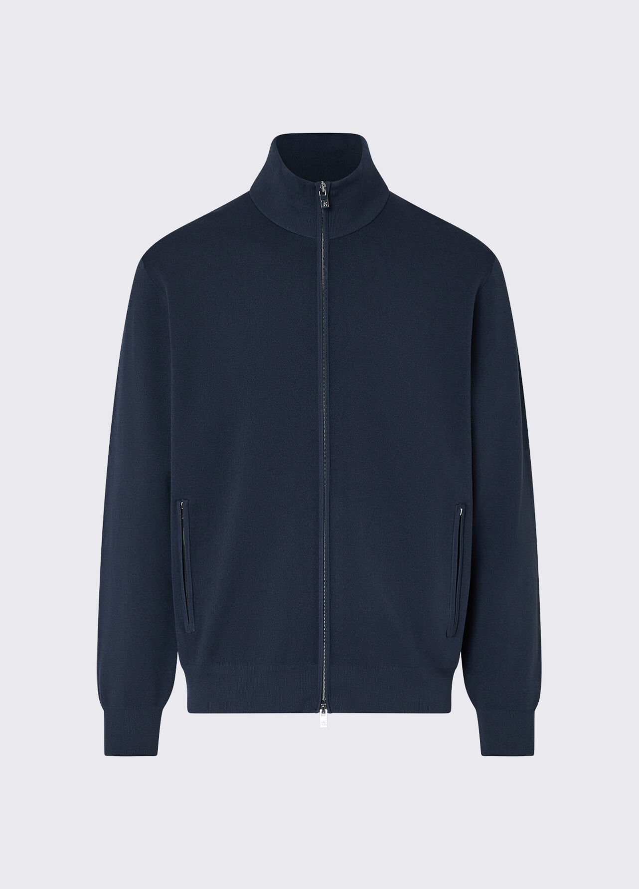 Maglia in cotone rasato con zip - DARK BLUE