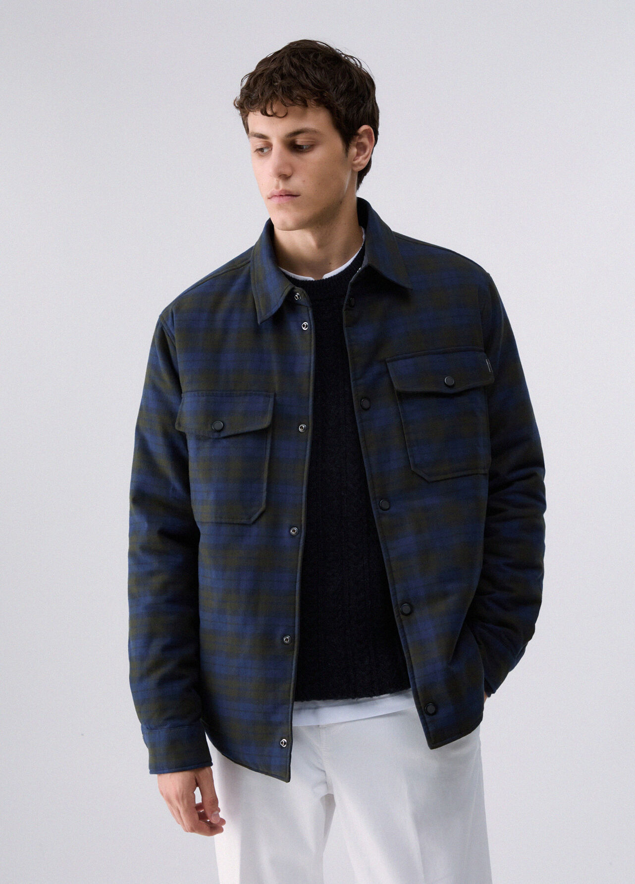 Overshirt in tartan - BROWN / BLUE