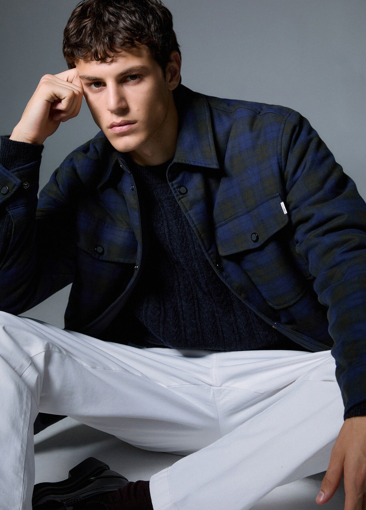 Overshirt in tartan - BROWN / BLUE