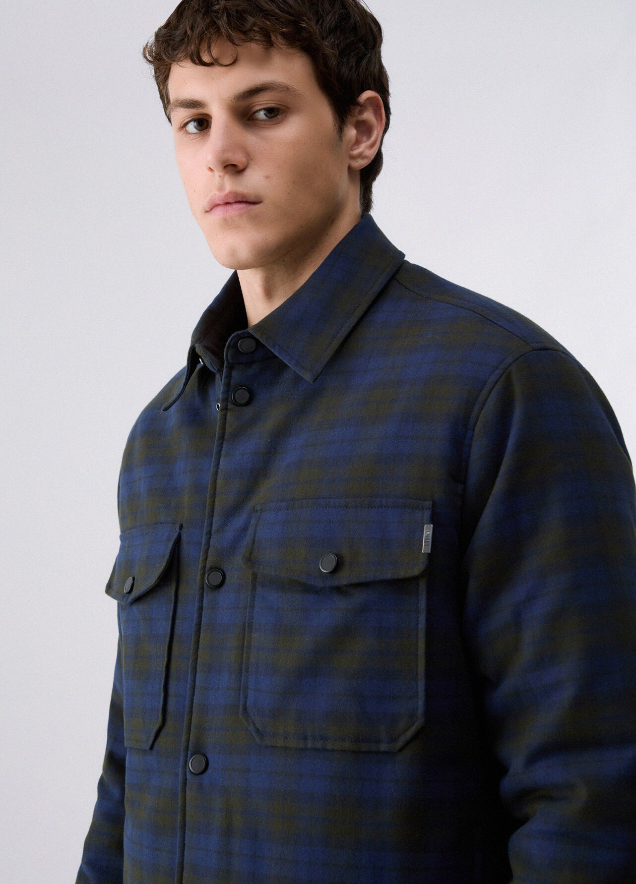 Overshirt in tartan - BROWN / BLUE