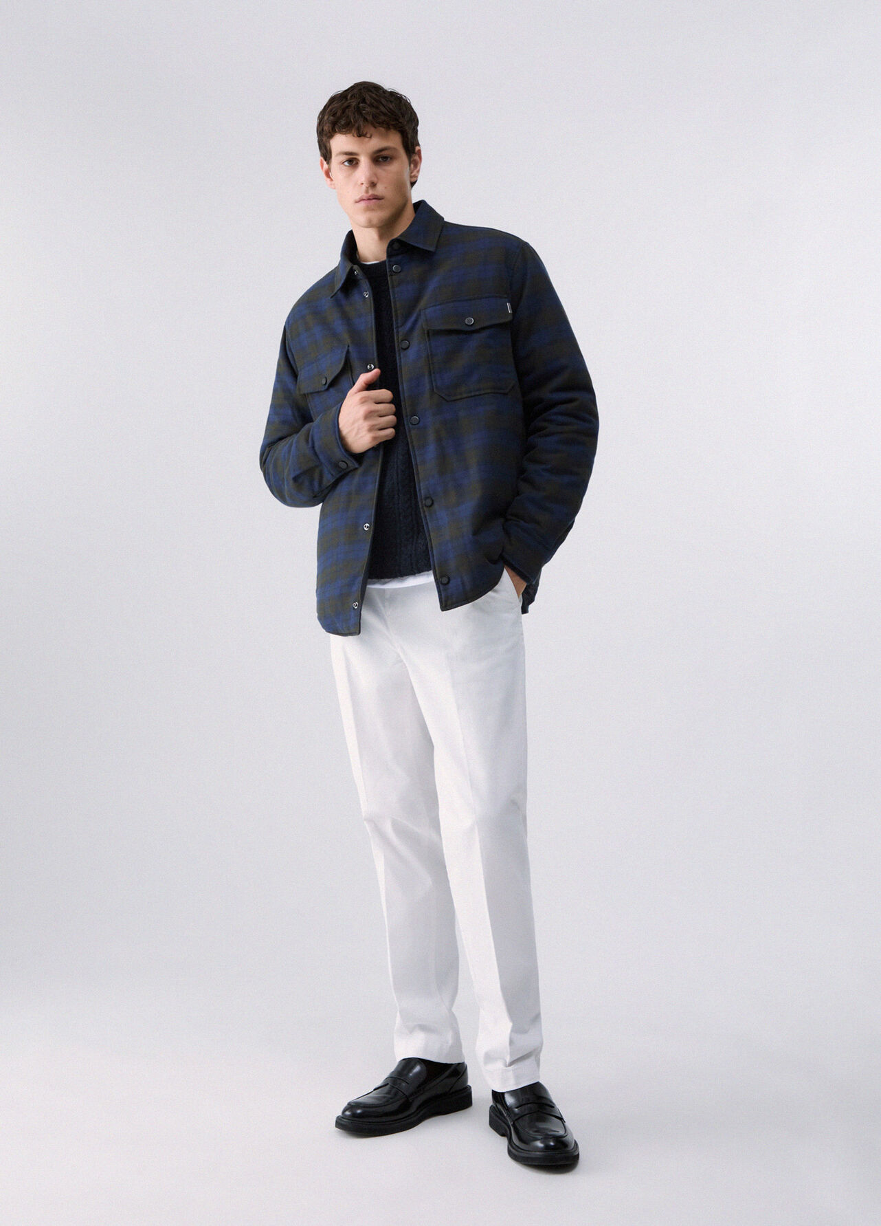 Overshirt in tartan - BROWN / BLUE