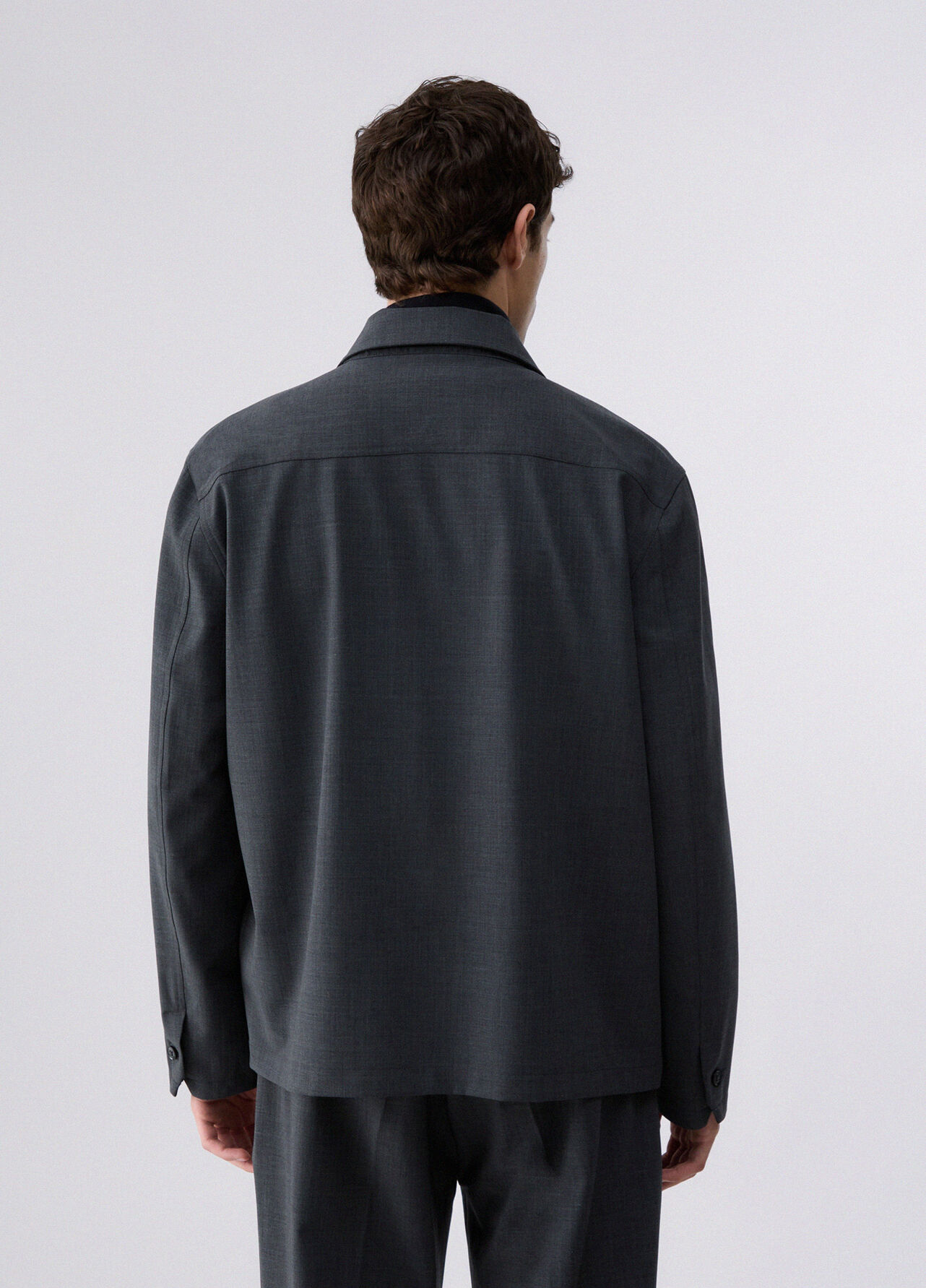 Giacca overshirt in misto lana - DARK GREY